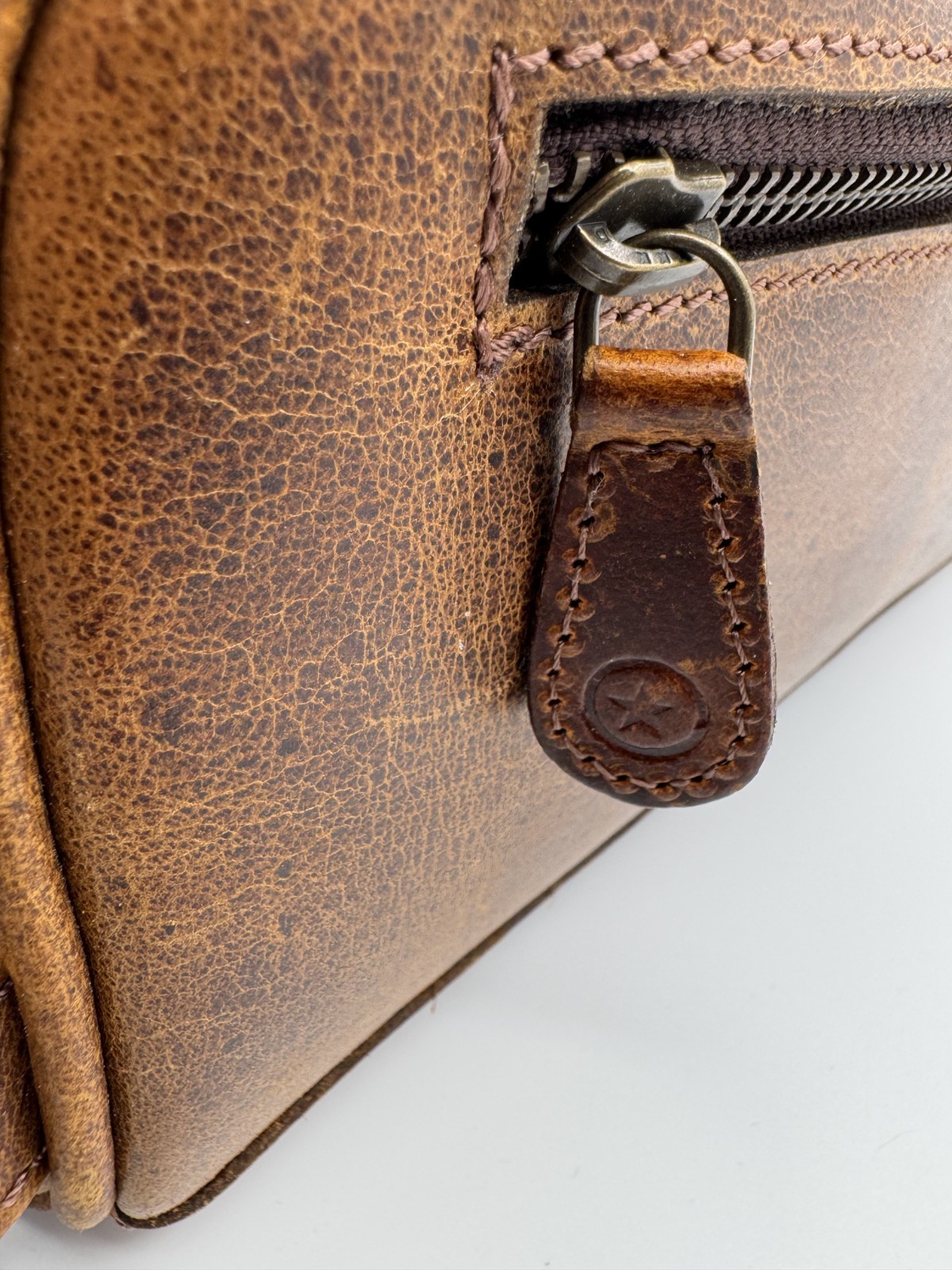 Aaron Leather Goods Toiletry Bag Copper Premium Leather 10.5″L x 5.5″W x 5.5″H