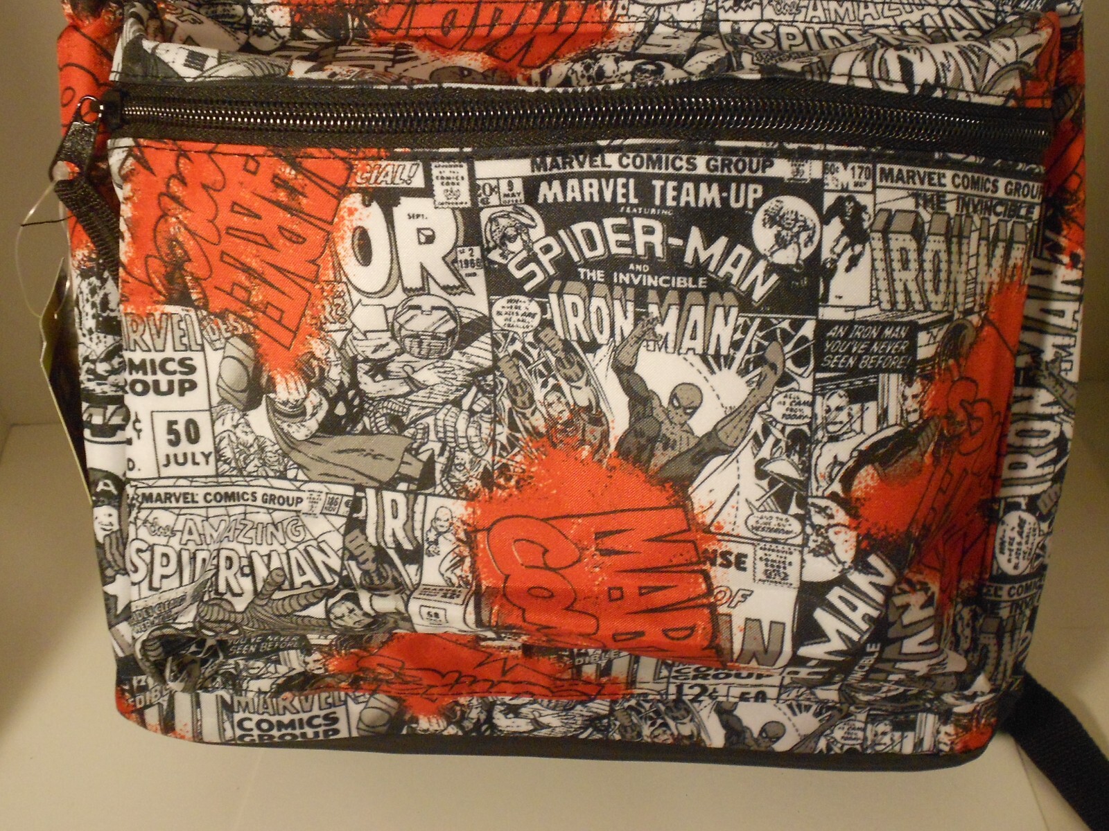 MARVEL COMIC BOOK BLACK & WHITE COVERS BACKPACK Spider-Man, Iron Man, Thor NWT