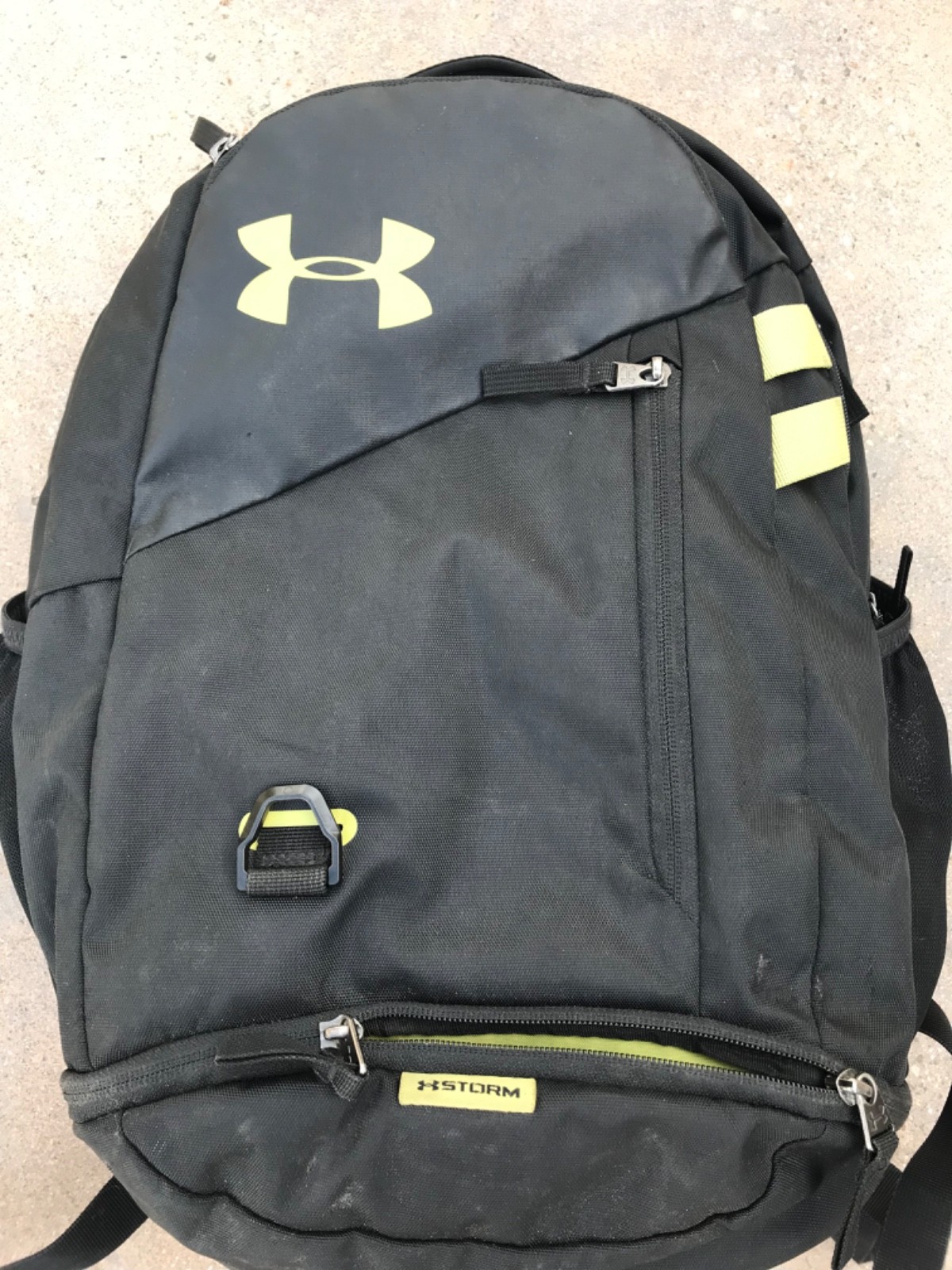 Under Armour Storm Hustle 4.0 Black Backpack Laptop Green Interior School Bag
