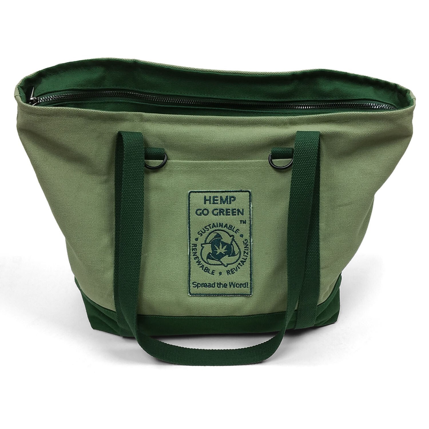 Hemp Go Green ® 100% Hemp Canvas Heavy-Duty Zippered Tote Bag for Men and Women