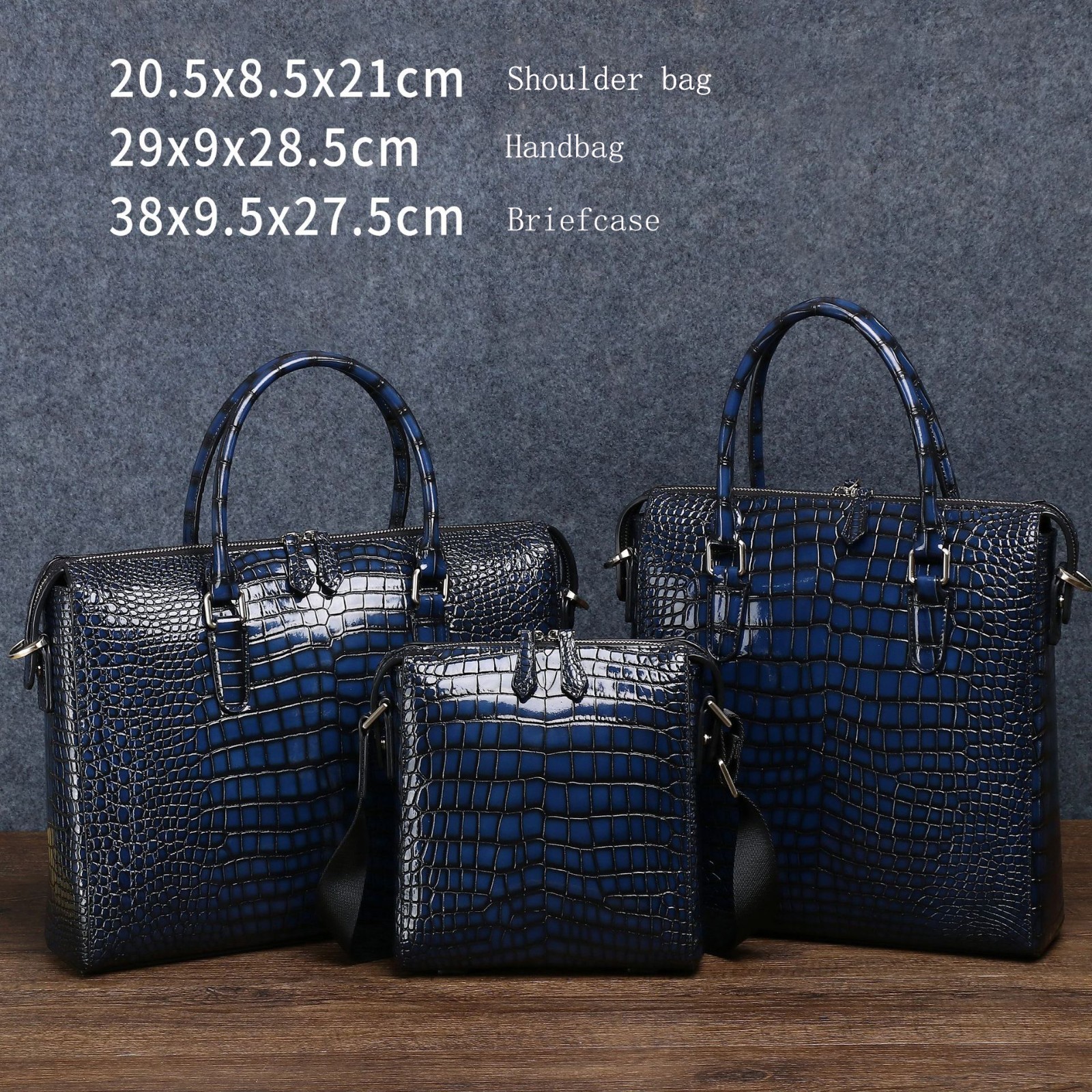 Blue Crocodile Pattern Men’s Shoulder Bag/Business Briefcase Handbag Business
