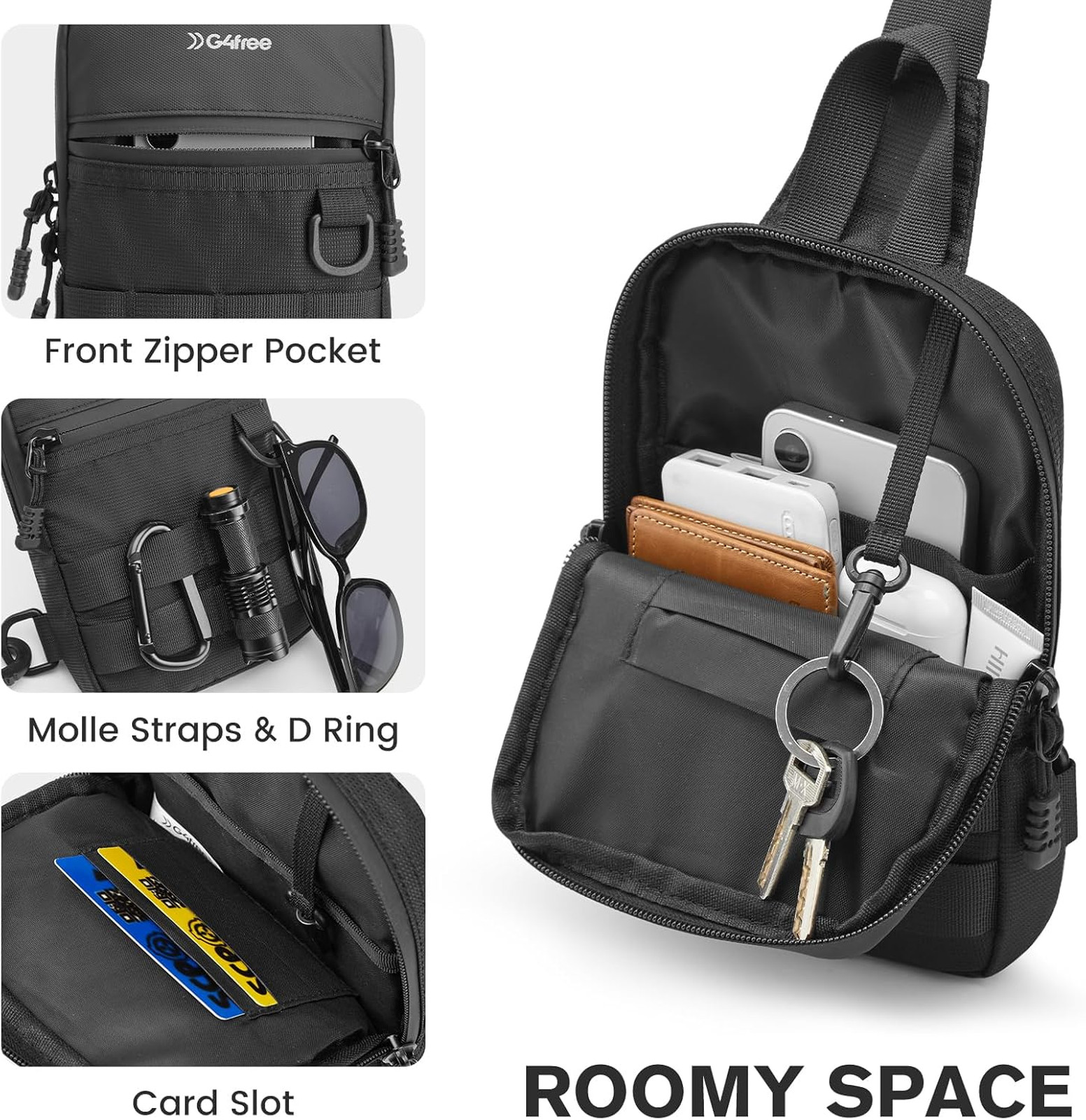Small Crossbody Sling Bag Water Resistant Nylon Men Women Compact Tactical Chest