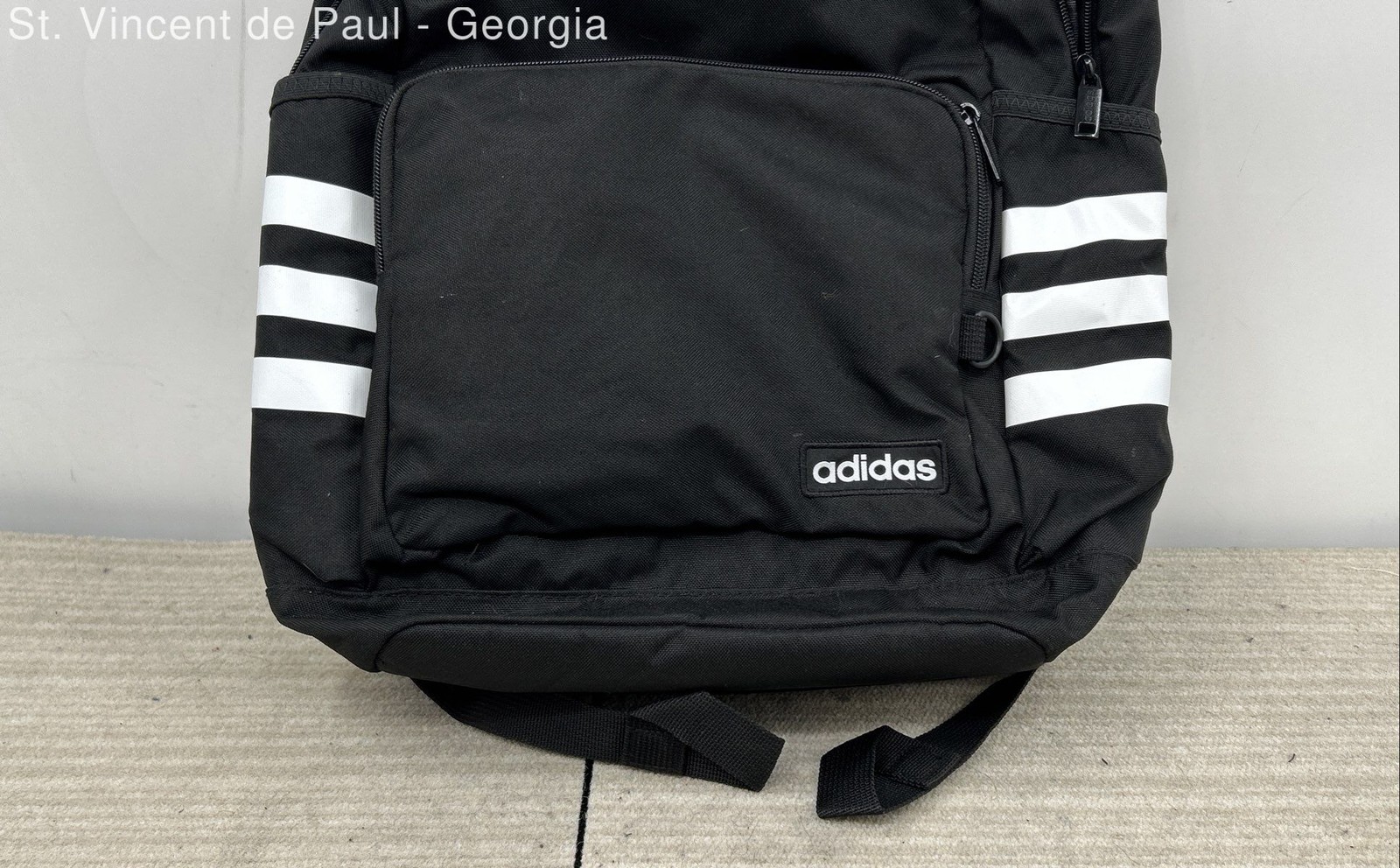 Adidas Classic 3S 4 Backpack Fits 16″ Laptop Jersey Black Bookbag Great Cond.