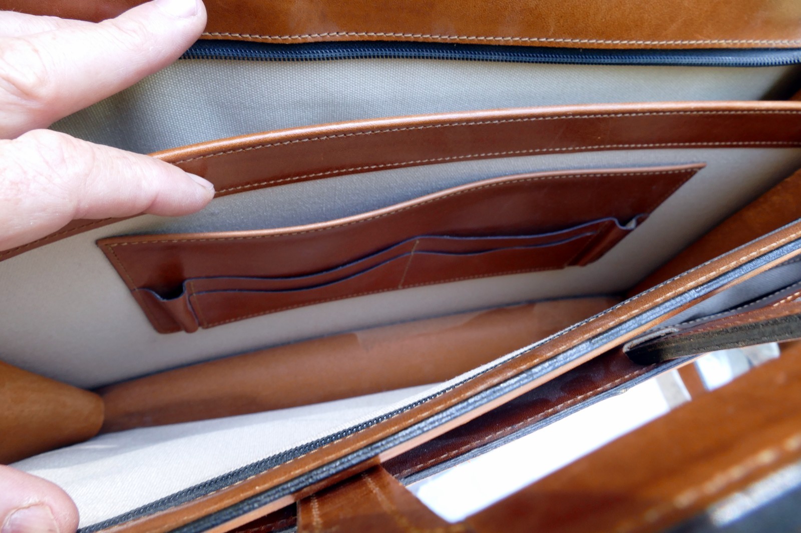 Schlesinger Full Grain Cowhide Light Brown Leather Briefcase Satchel Made in USA