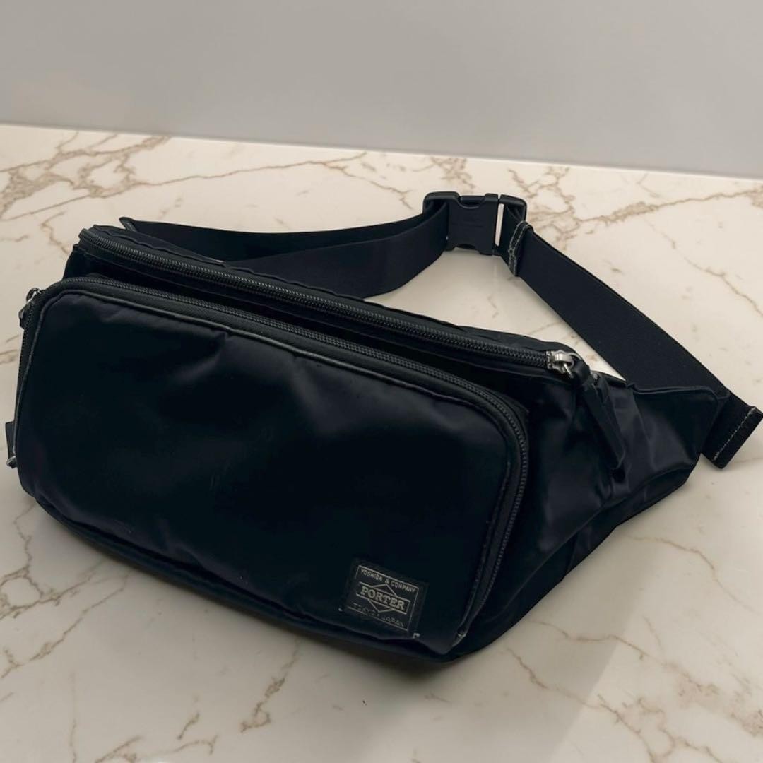Authentic Porter Yoshida Kaban Men’s Black Waist Bag Crossbody 30cm Lightweight