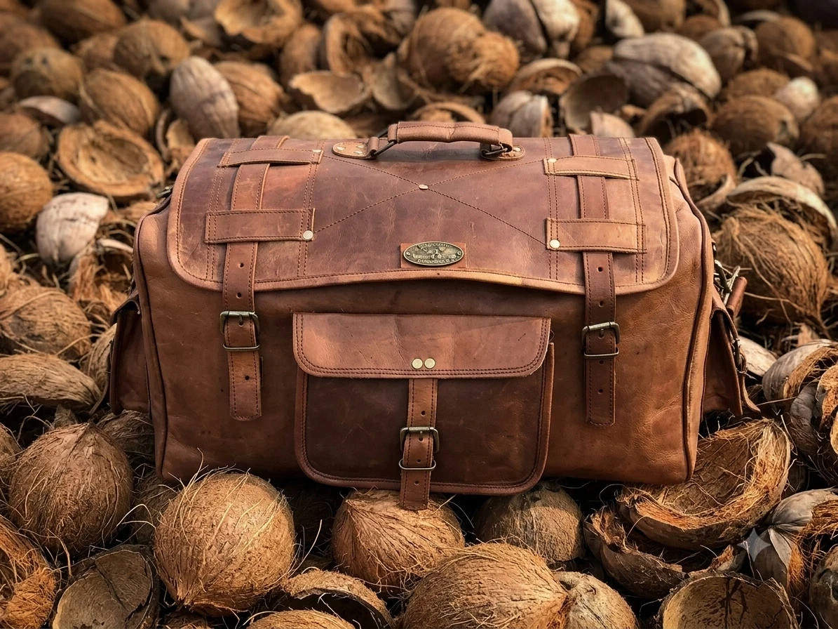 30″ Men’s Full Waxed Goat Leather Travel Minimalist Bag Genuine Vintage Duffel