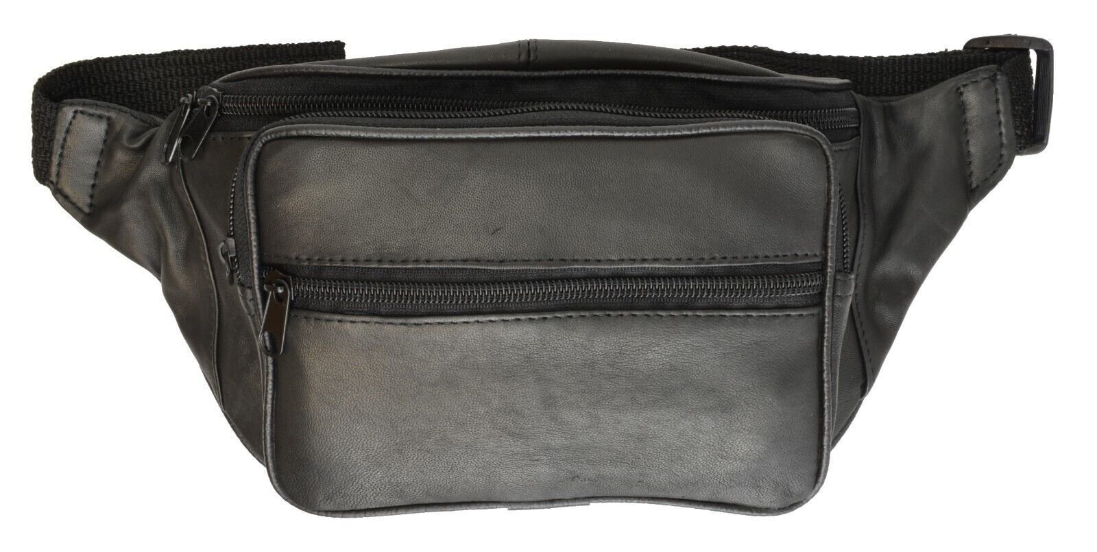 New Black Leather Waist Fanny Pack Belt Bag Pouch Travel Hip Purse Men Women 005