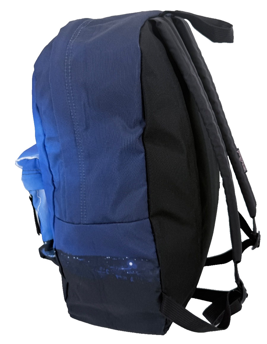 JanSport Backpack Blue Lightning Print Classic School Travel Bag 19x12x5