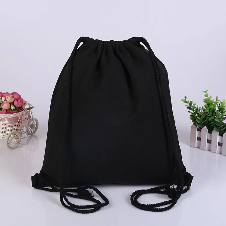 Canvas Bag Shoulders Drawstring Bundle Pockets Shopping Student Backpack Bag Cot