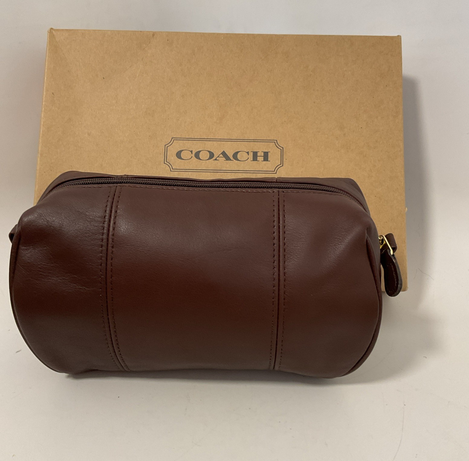Vintage Men’s Coach NIB Brown Leather 5036 Travel Shaving Toiletry Kit Dopp Bag