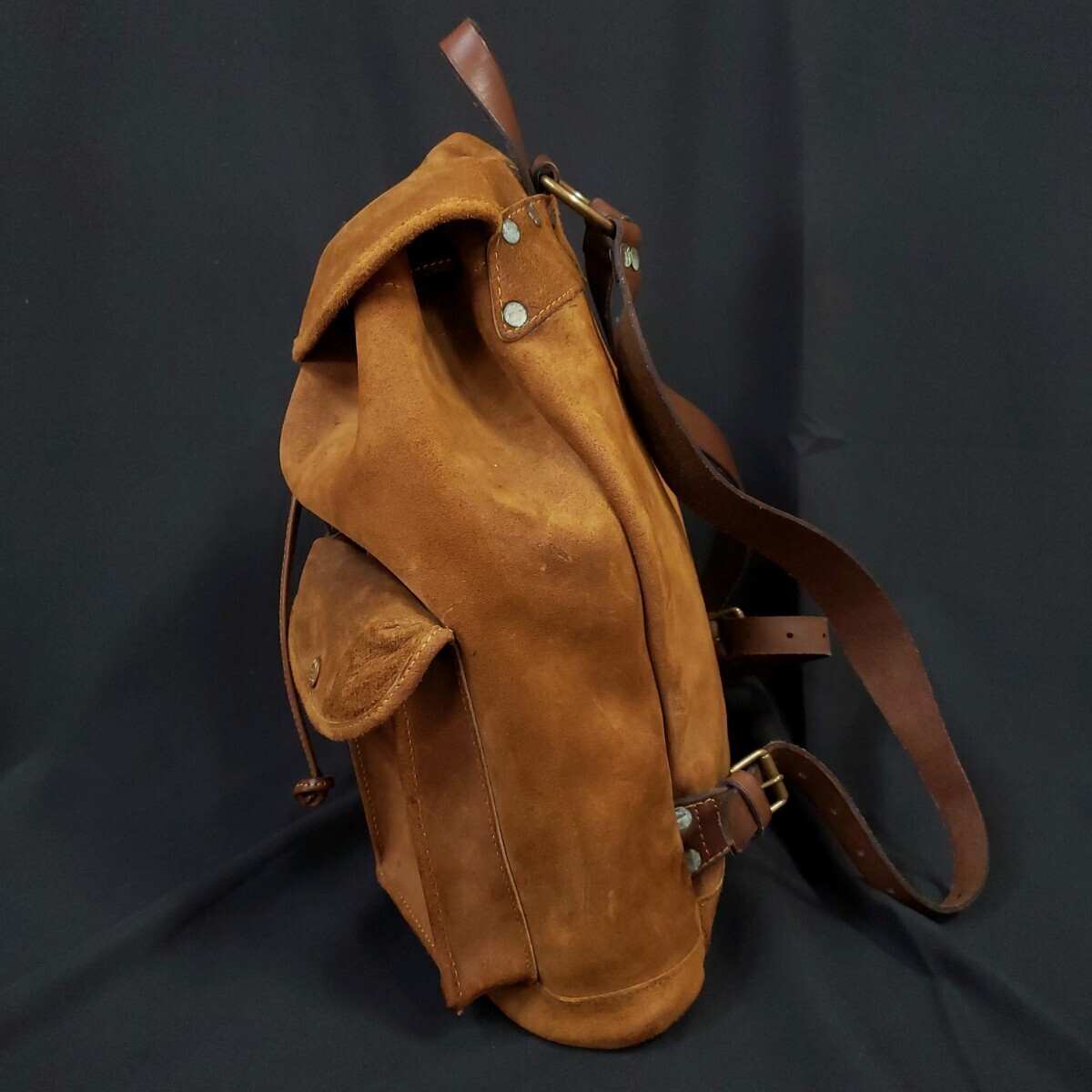 RRL Suede Backpack Camel type Size H 16.5 x W 14.1 x D 4.3 in