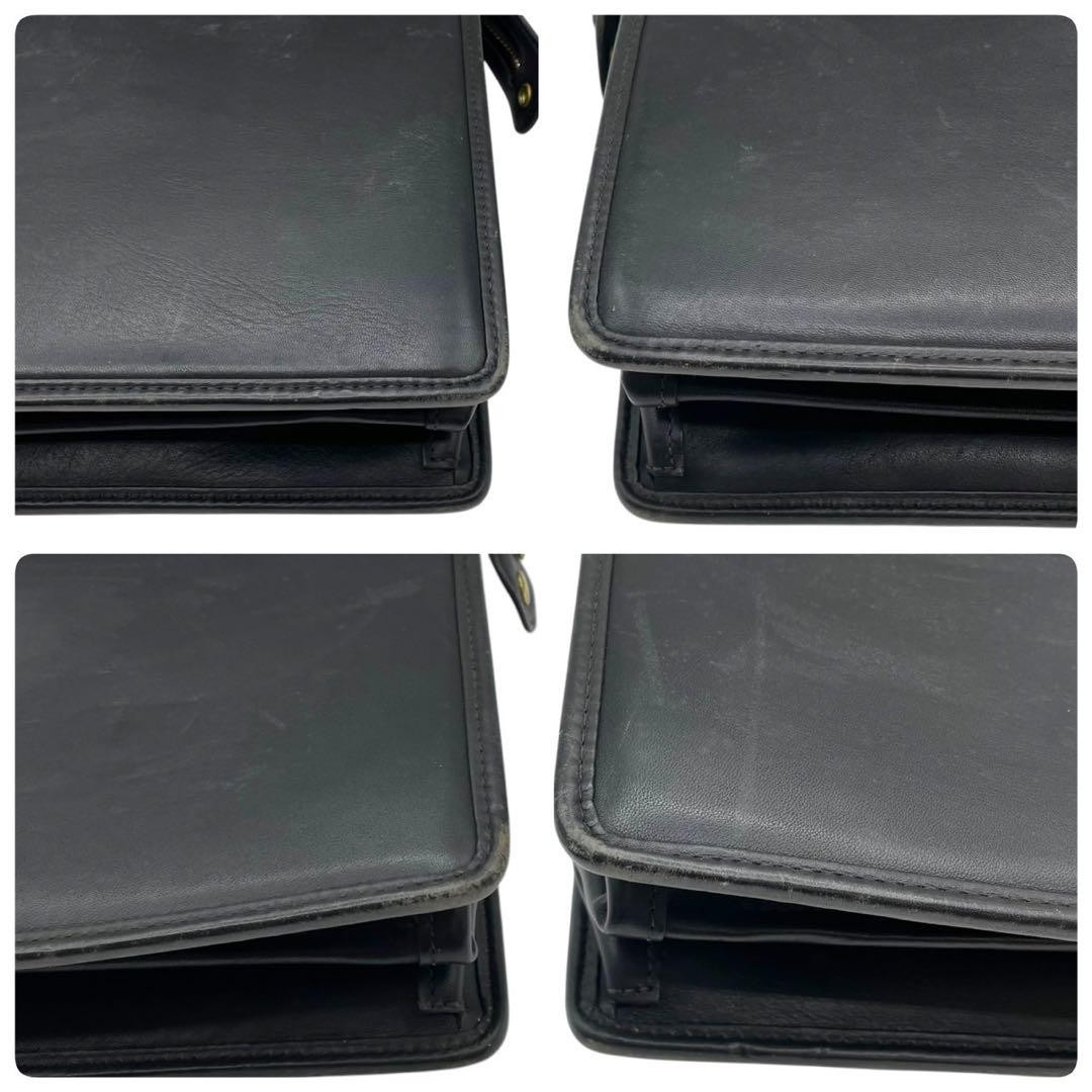 Rare Old COACH Black Leather Briefcase Business Bag 43x29x7cm Shoulder 33cm