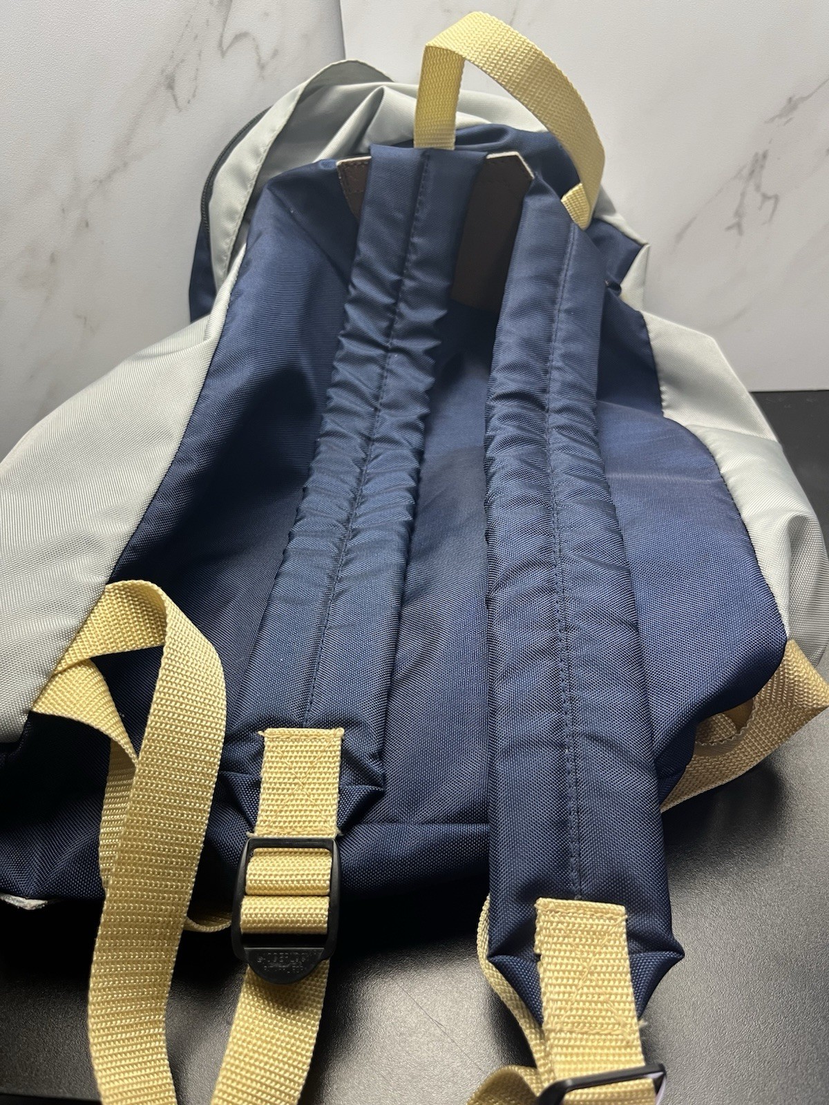 Vintage Sunbacker Backpack Navy Gray Yellow 100% Nylon Made Taiwan Retro Bag