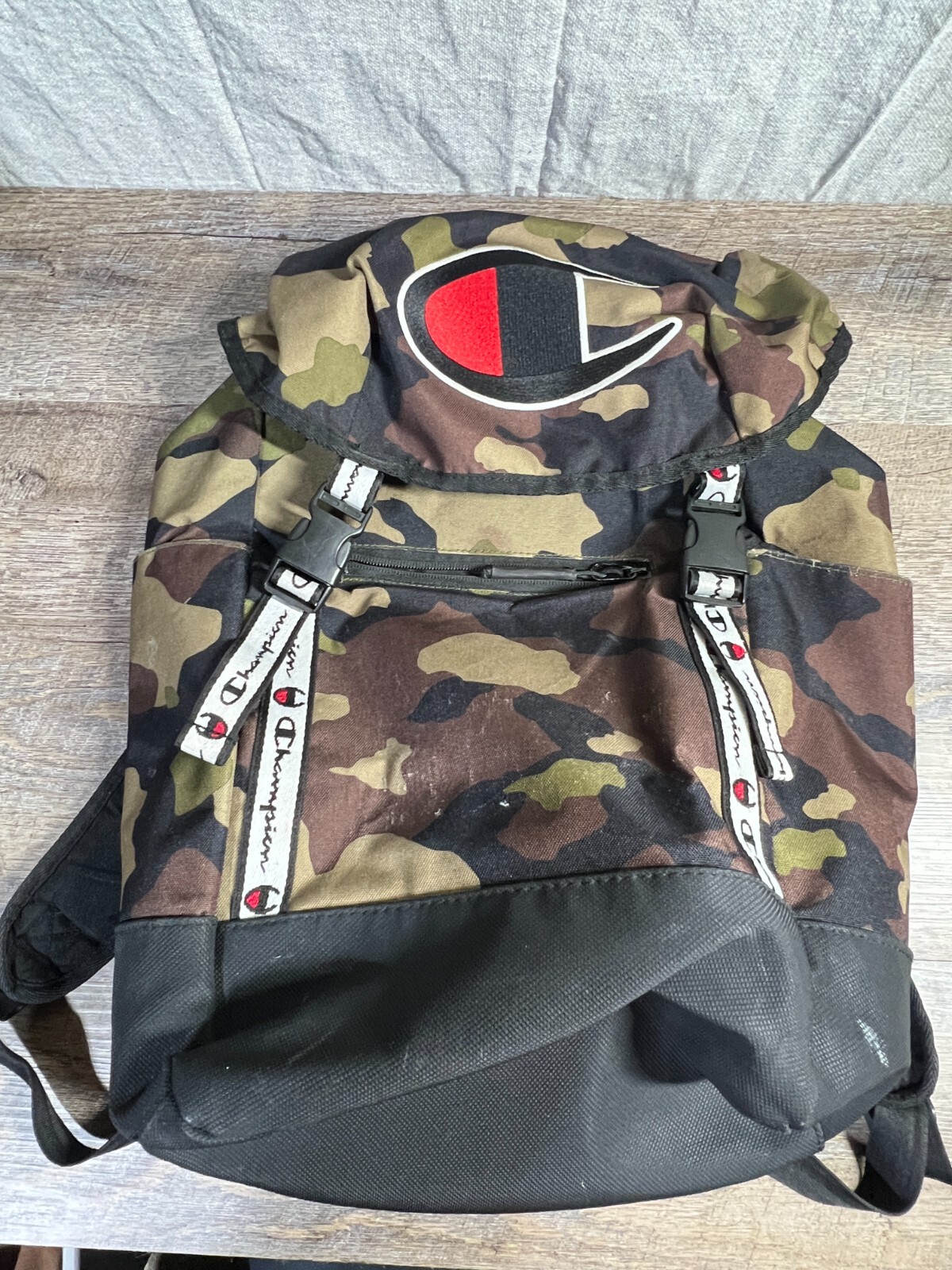 Champion Logo Camo Backpack Medium School College Streetpack