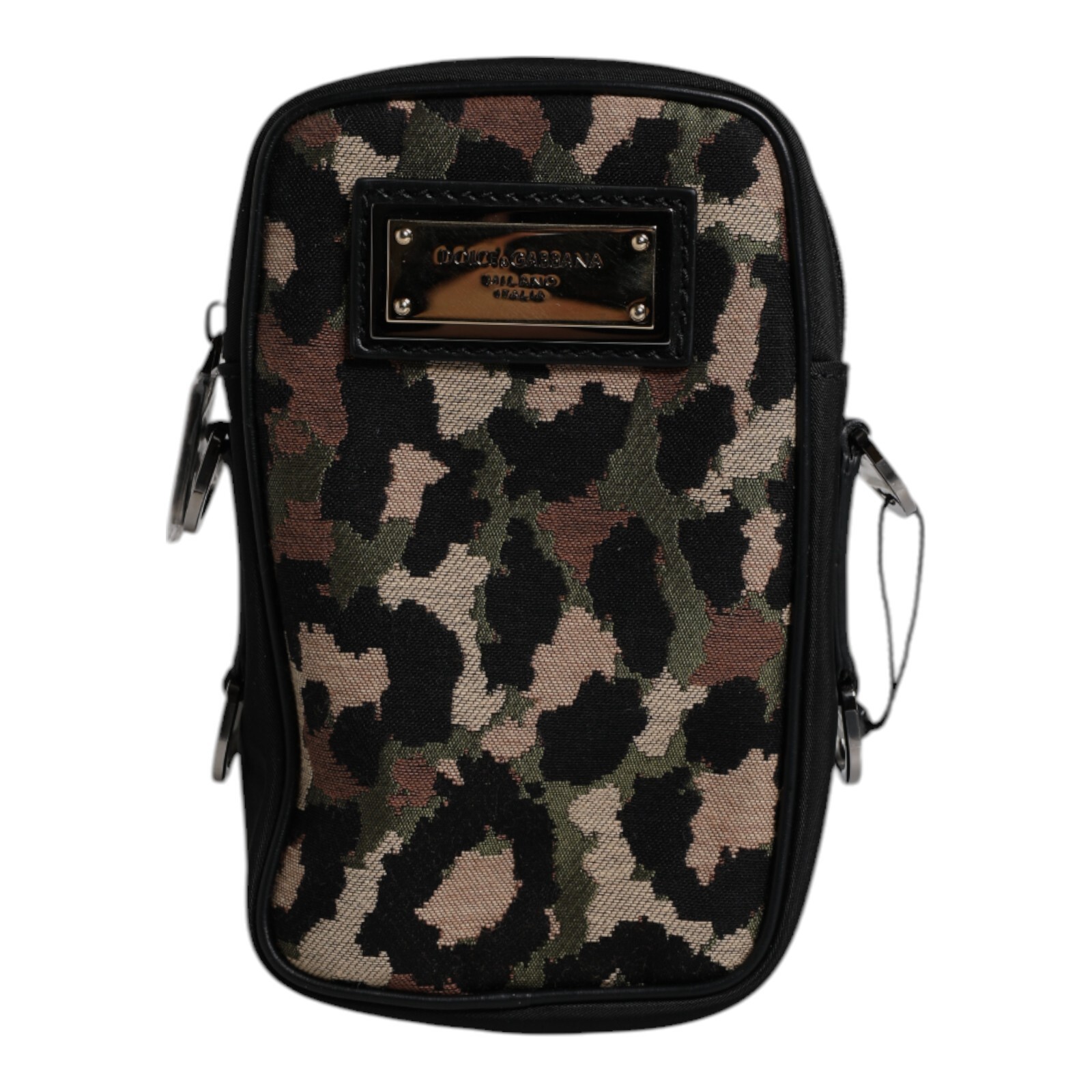 DOLCE & GABBANA Bag Multicolor Leopard Jacquard Logo Plaque Neck Strap 1460usd