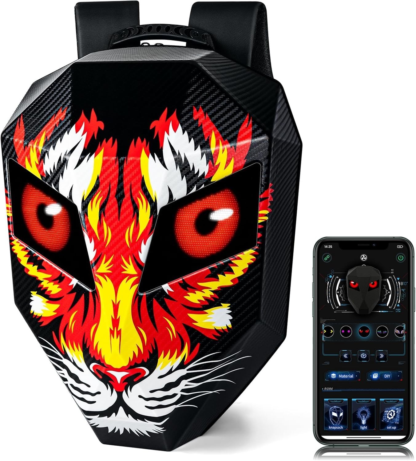 Gelrova Tiger Knight LED Backpack 19″ Programmable Animated Digital Eyes