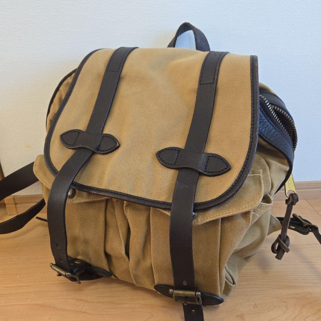 Filson Rucksack Backpack Tan Cotton Twill Leather 38cm 43cm 13cm From Japan