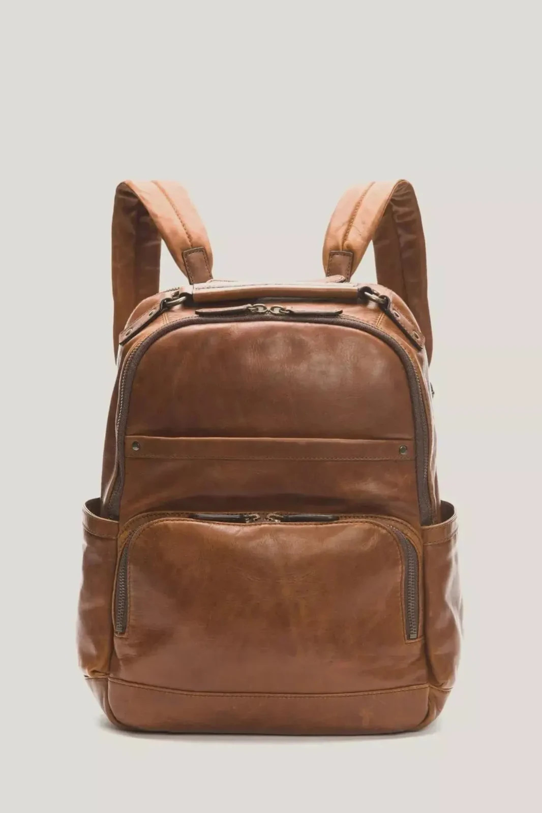 FRYE Leather Backpack -Logan Model Frye Mens Logan Backpack Bag Cognac One Size