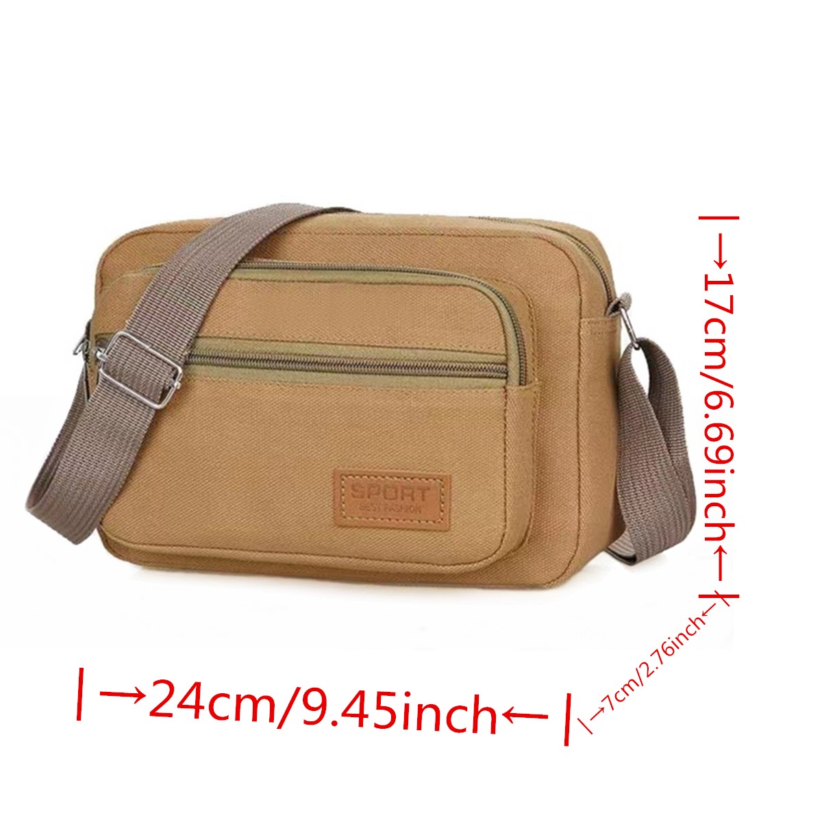 Men’s Fashion Shoulder Casual Crossbody Bag Canvas Fabric Multi Pocket Design