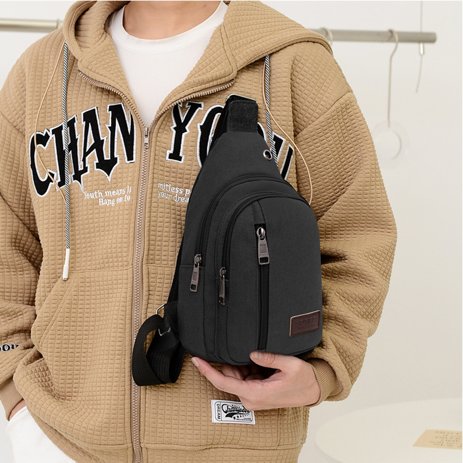 Men’s Anti-Theft Sling Backpack – Crossbody Chest Bag with USB Charging Port
