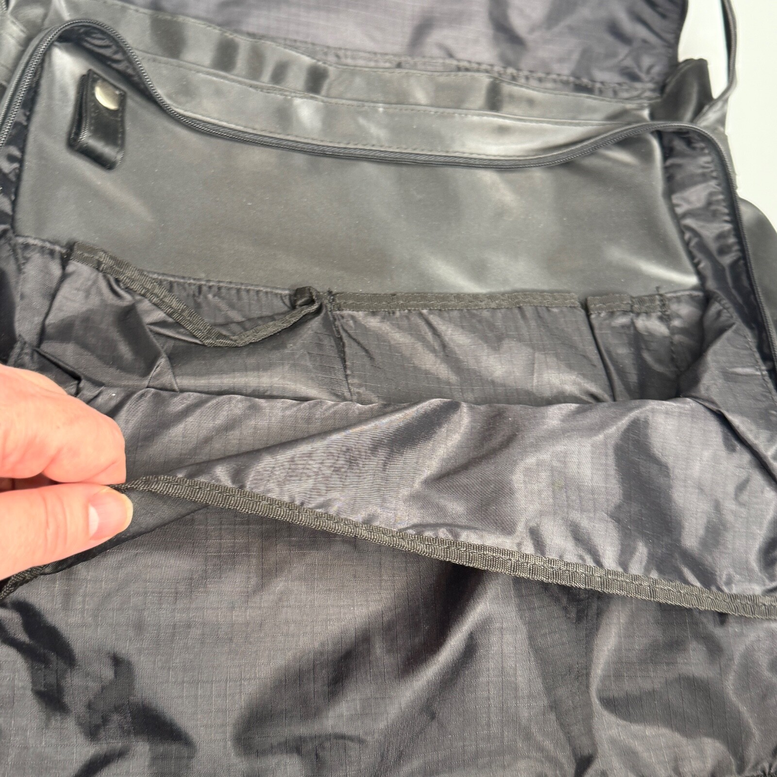 Kenneth Cole Reaction Black Messenger Laptop Bag 14.6” Satin PVC Organizer