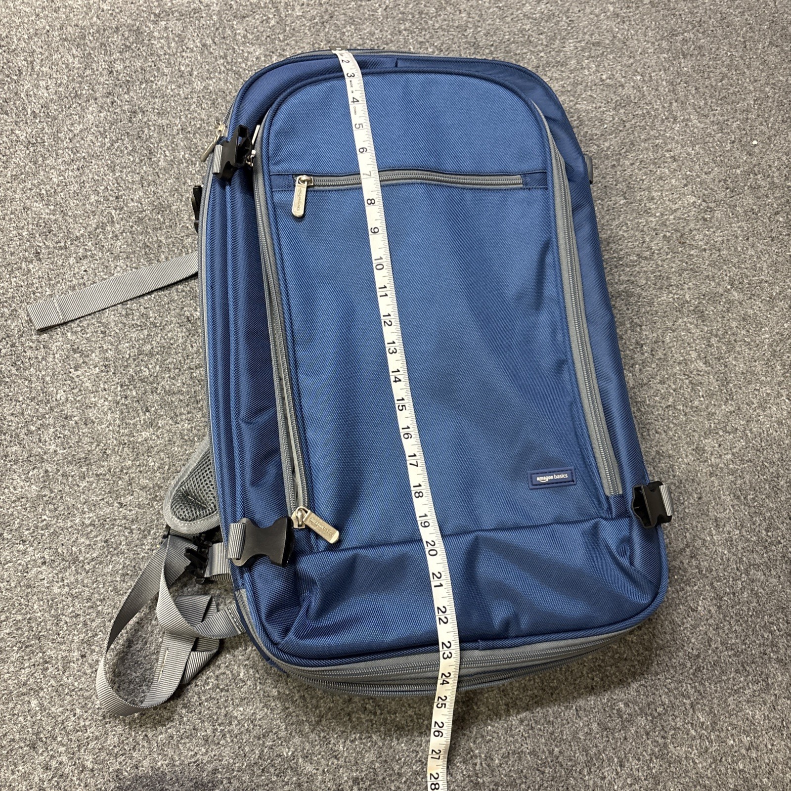 Amazon Basic Blue Carry On Travel Backpack Multi Carry Option Expandable Storage