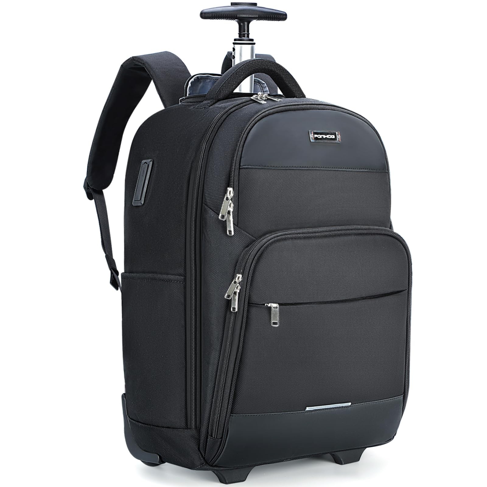 Rolling Backpack, 30L Travel Laptop Backpack with Wheels, 15.6 Inch Roller Ca…
