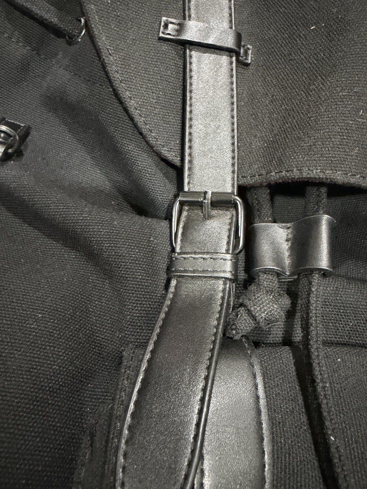 Gaston Luga Black Backpack Drawstring/Buckle Closure Adjustable Pockets Unisex