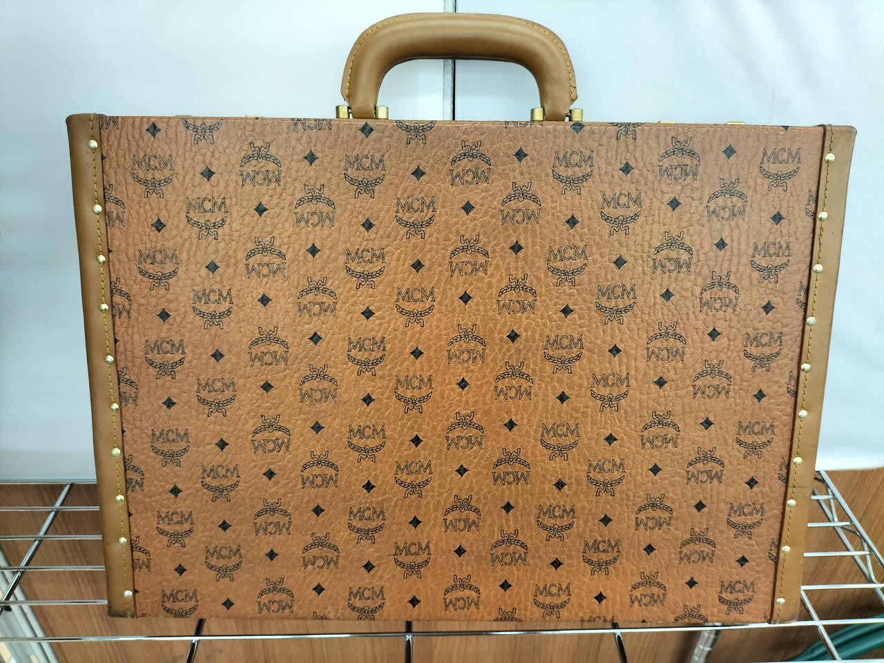 MCM Trunks Suitcases Business Bag Briefcases Travel Bag Brown Logogram Used JPN