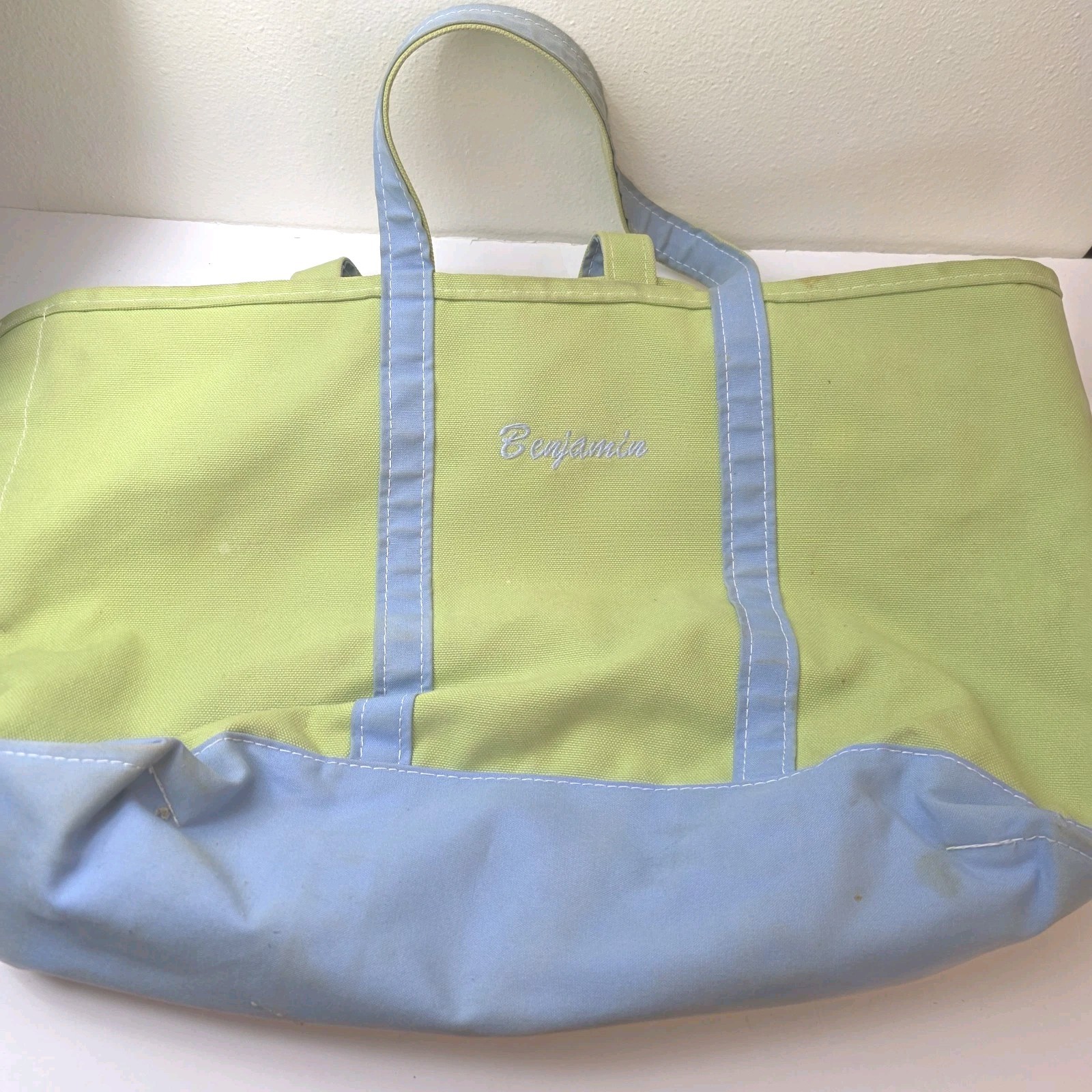 Vintage L.L. Bean Boat and Tote Bag – Green & Blue – Made in USA