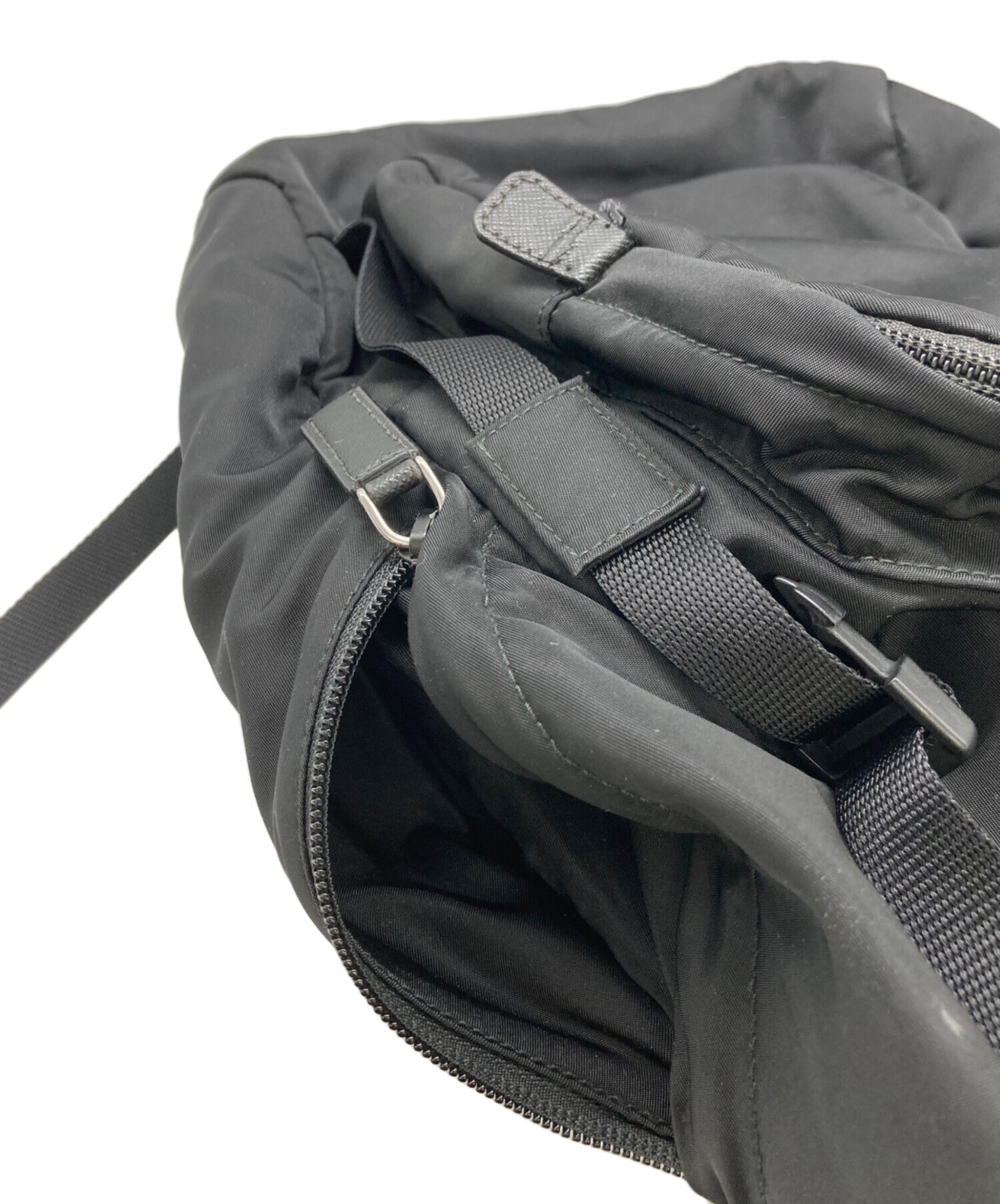 Prada Nylon Backpack Rucksack Daypack Bag Black Double Buckle Drawstring 2VZ135