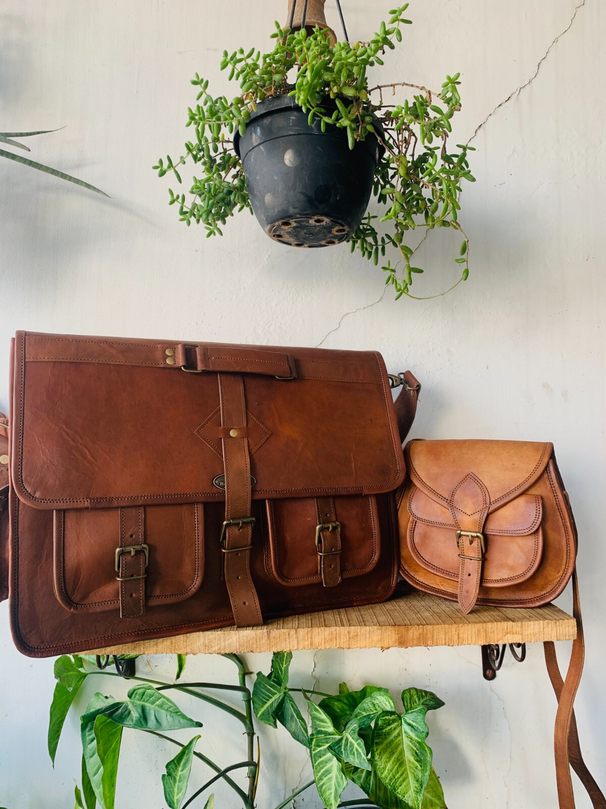 18″ Vintage Leather Men’s Briefcase Shoulder Messenger Free Bag [ 7X9 inch ]