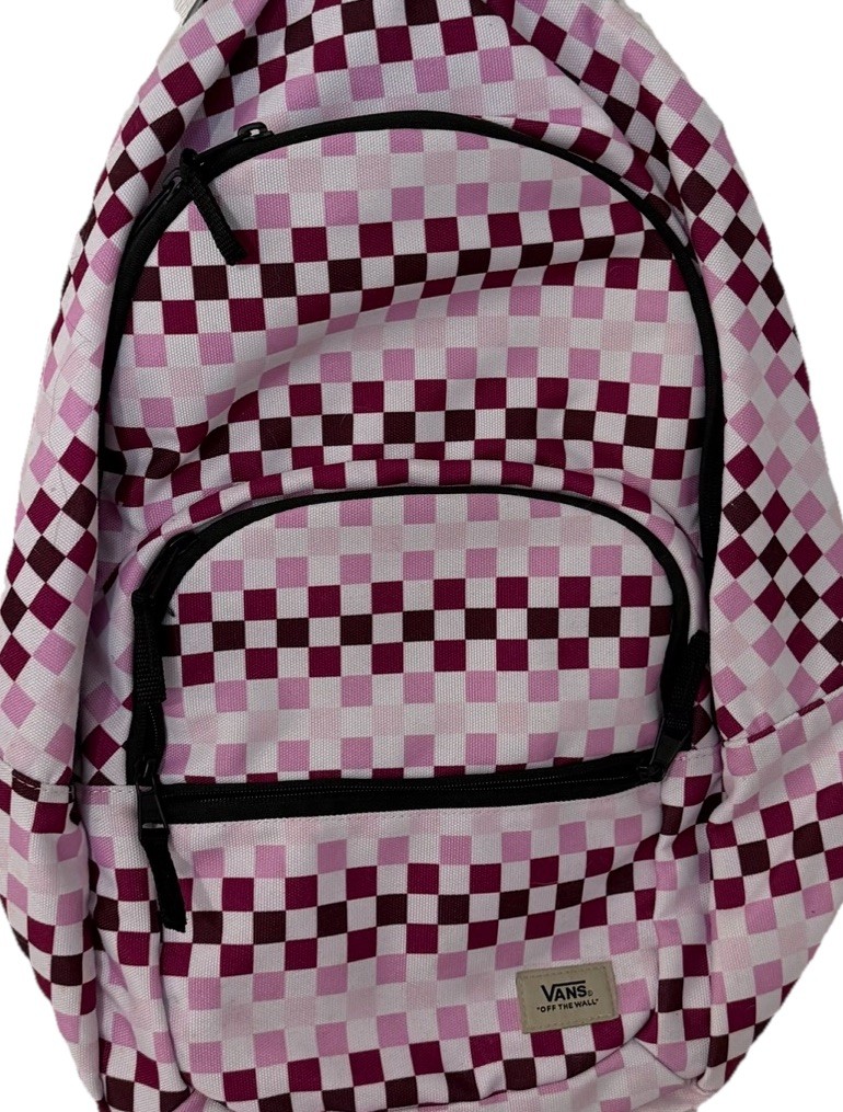 VANS Off The Wall Pink Burgundy & White Checkered Backpack