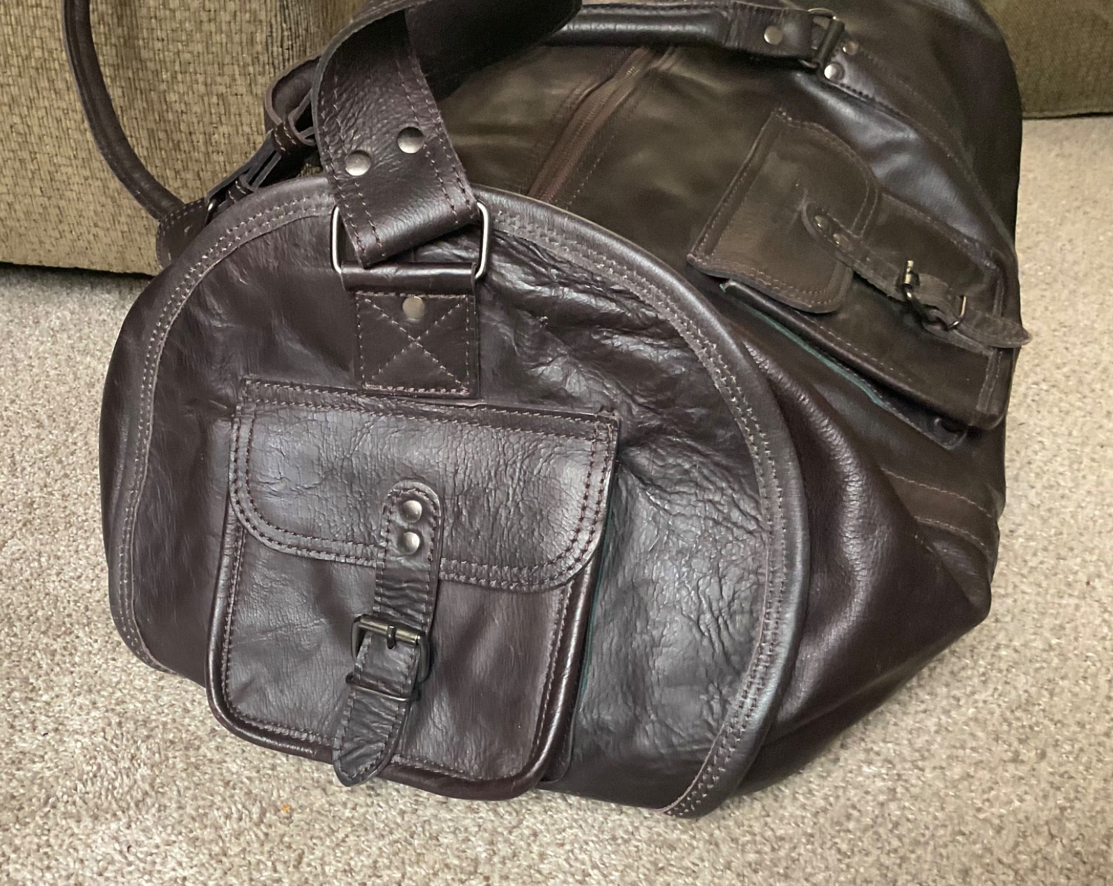 Nice Paul Marius Maroquinerie Leather Duffle Bag Travel Luggage Dark Brown