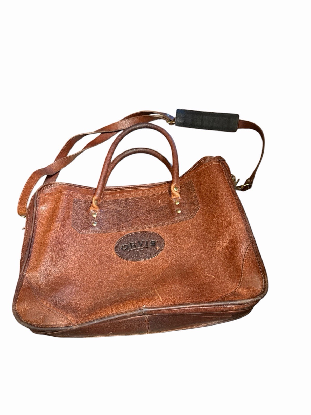 VINTAGE ORVIS Leather Briefcase Messenger Laptop Bag – With SHOULDER STRAP