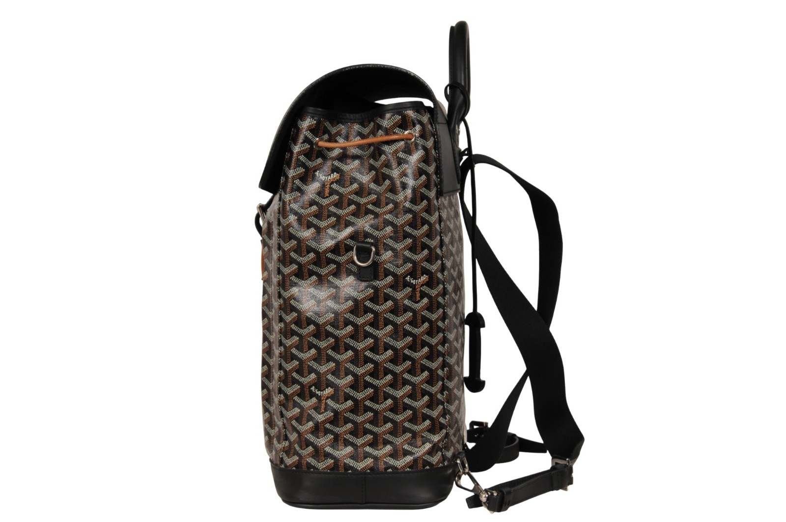 Goyard Alpin MM Backpack Black Leather Drawstring Strap Crossbody Travel Bag