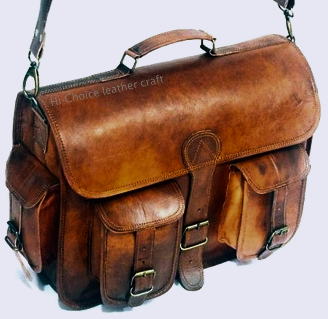 Genuine Vintage Brown Leather Bag Men’s Messenger Shoulder Laptop Bag Briefcase