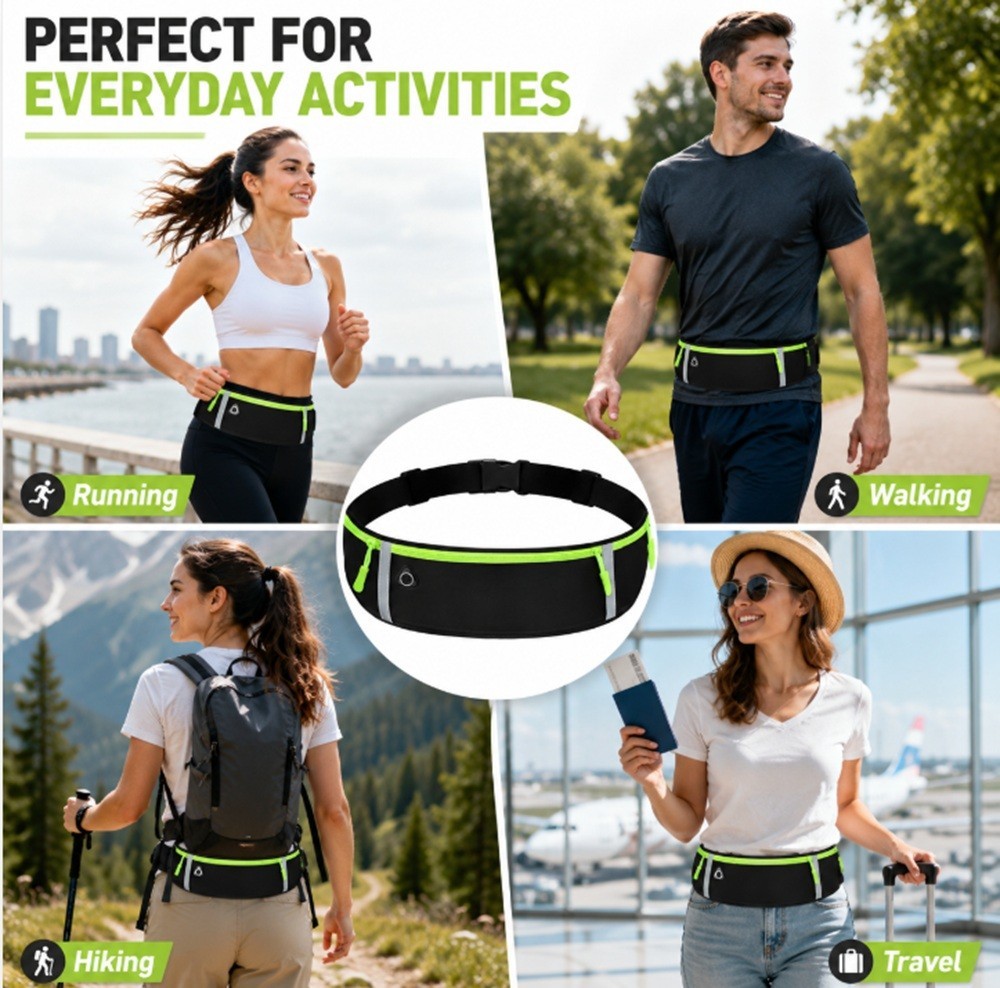 Adjustable Running Belt Water Resistant Waist Pack Fanny Bag Unisex Phone Pouch