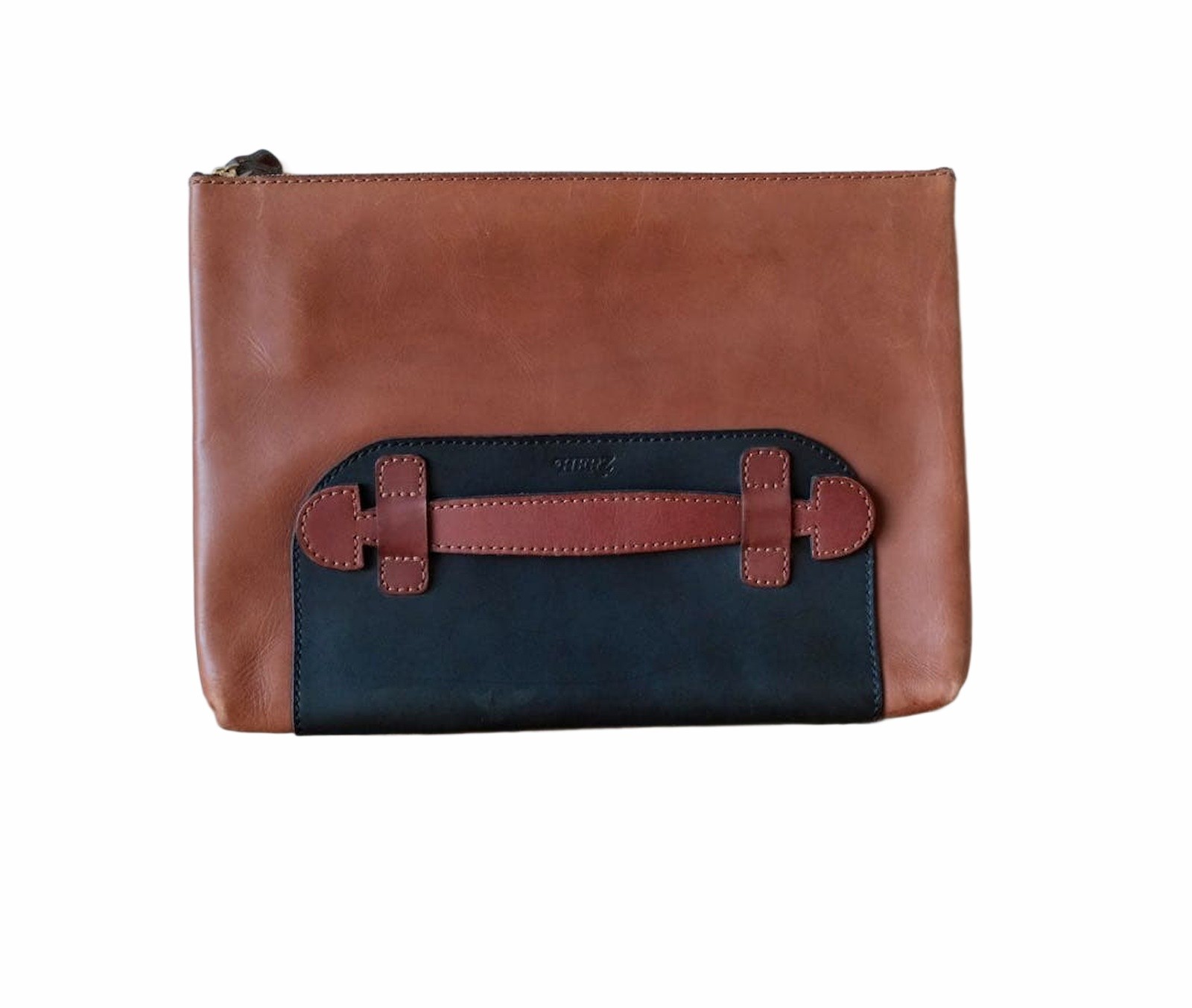 HERZ Bicolor Clutch Bag with Handle Made in 2010 Used Japan