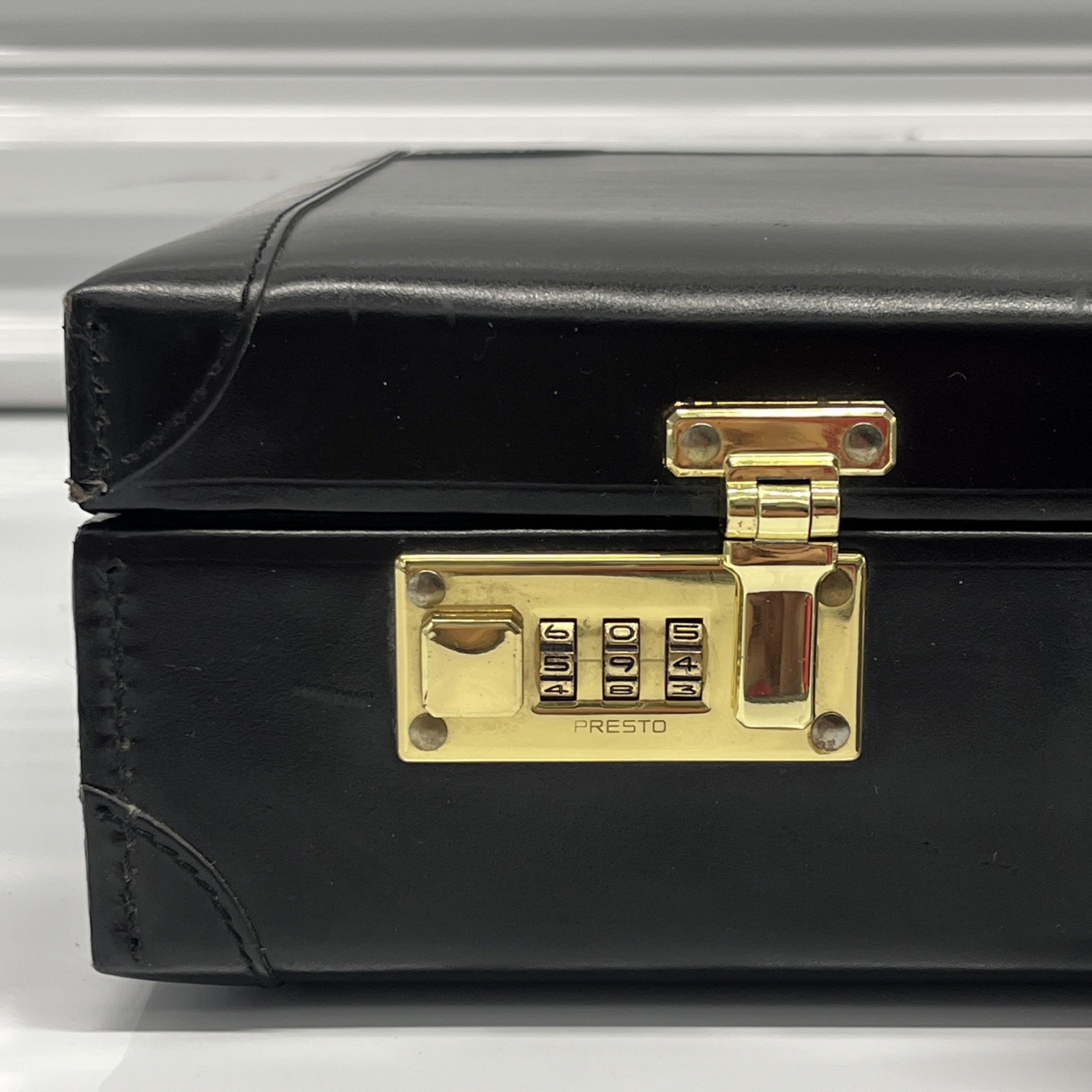 Renwick Black Leather Briefcase With Combination Locks – Made in Canada, EUC