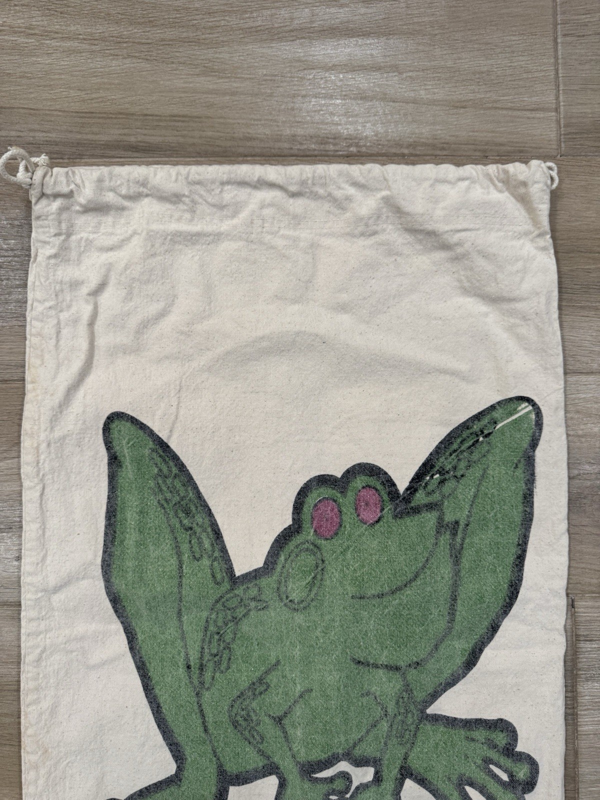 Vintage 90s Ocean House Frog Drawstring Bag LARGE 19×30 Canvas USA Sack Beach