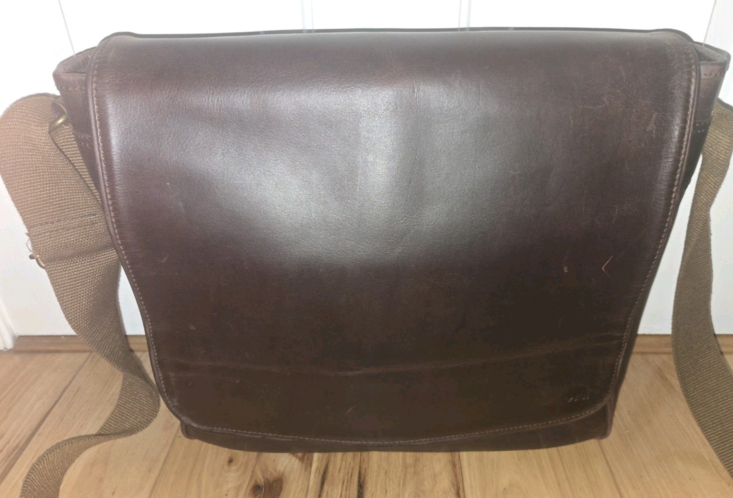 Buffalo Jackson Trading Company Leather Laptop Bag Shoulder Messenger Brown Work