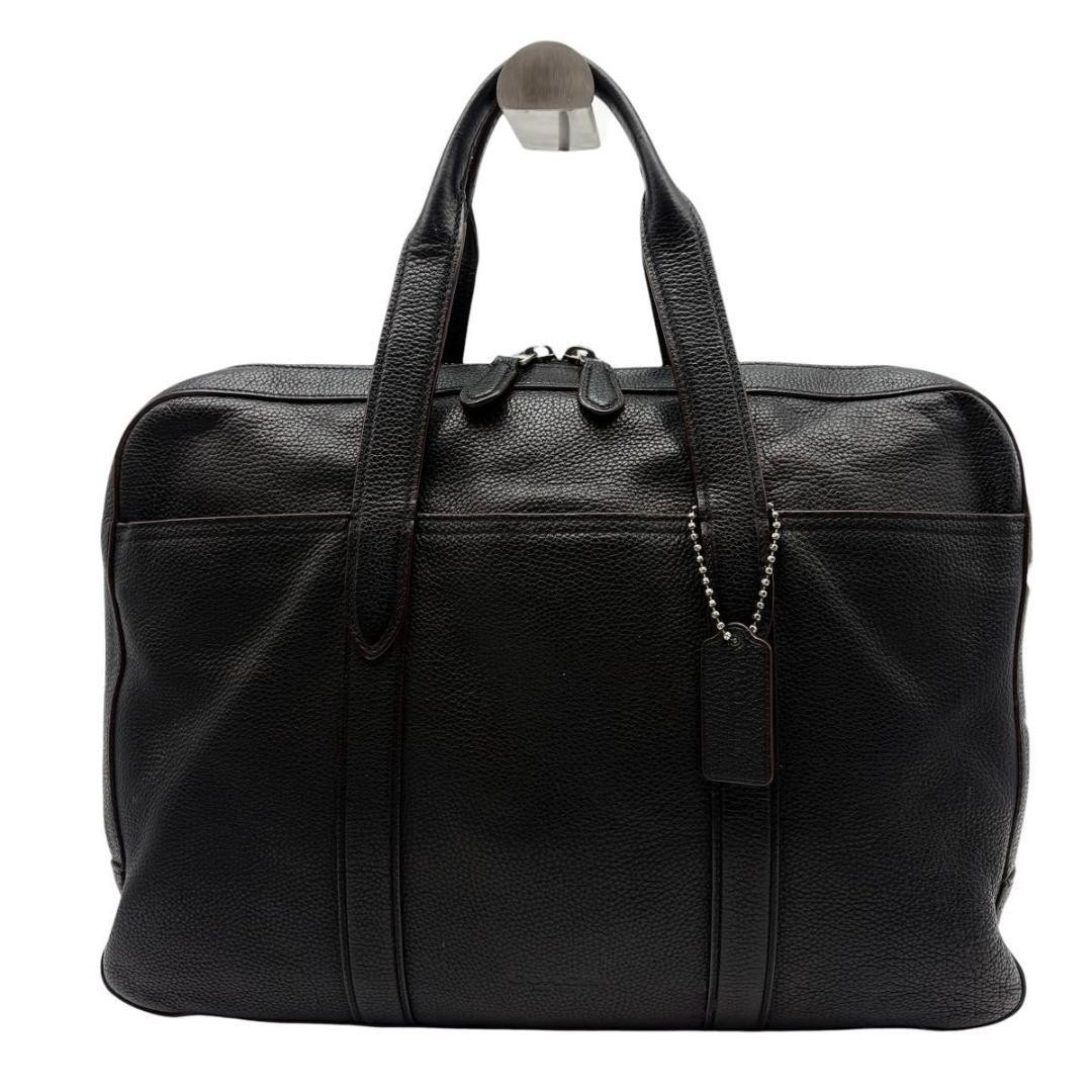 COACH Metropolitan Briefcase Top Handle Bag Charm Leather Men Black From Japan