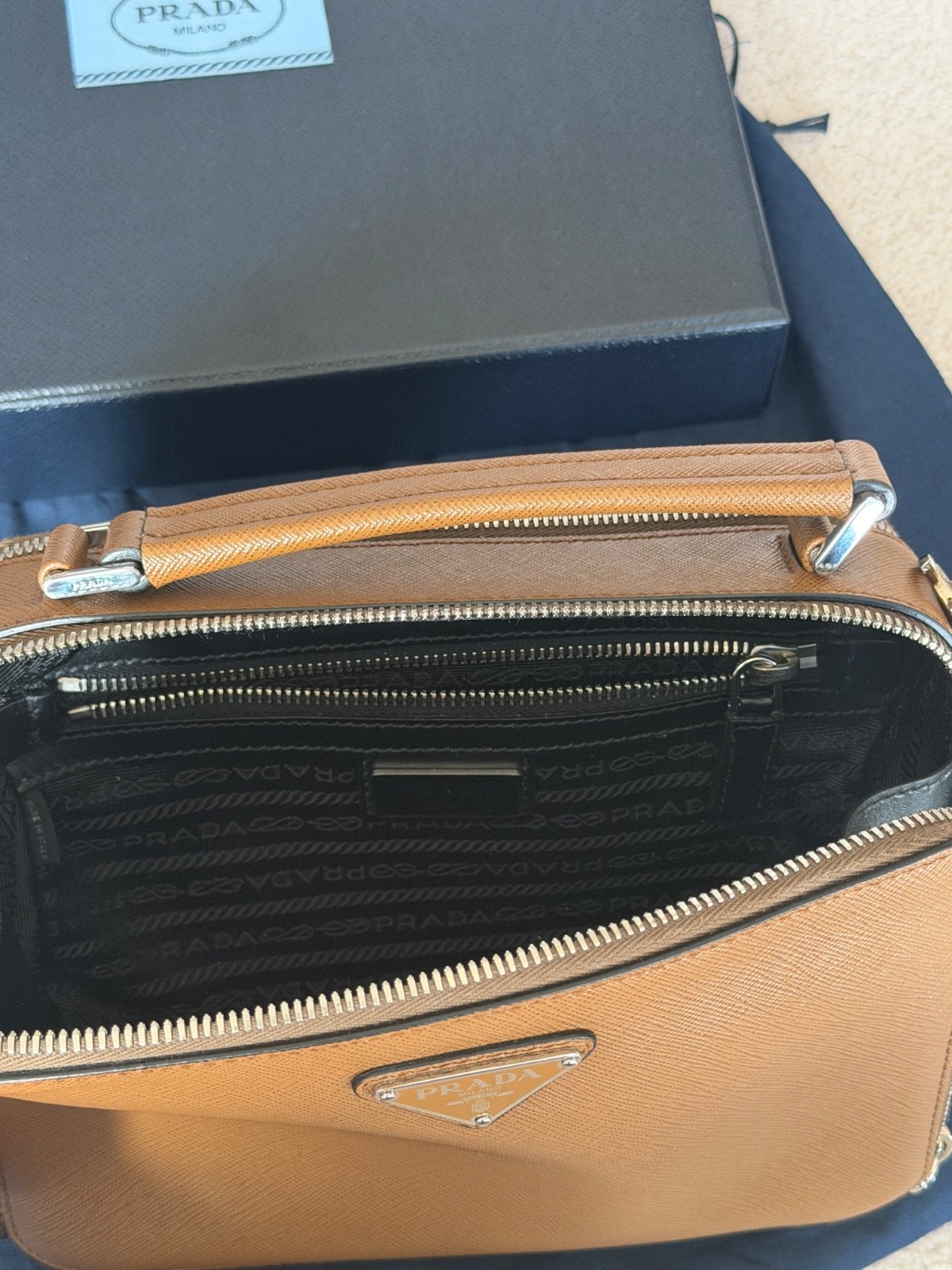 Prada Brique Saffiano Leather Brown Crossbody Bag 2VH069