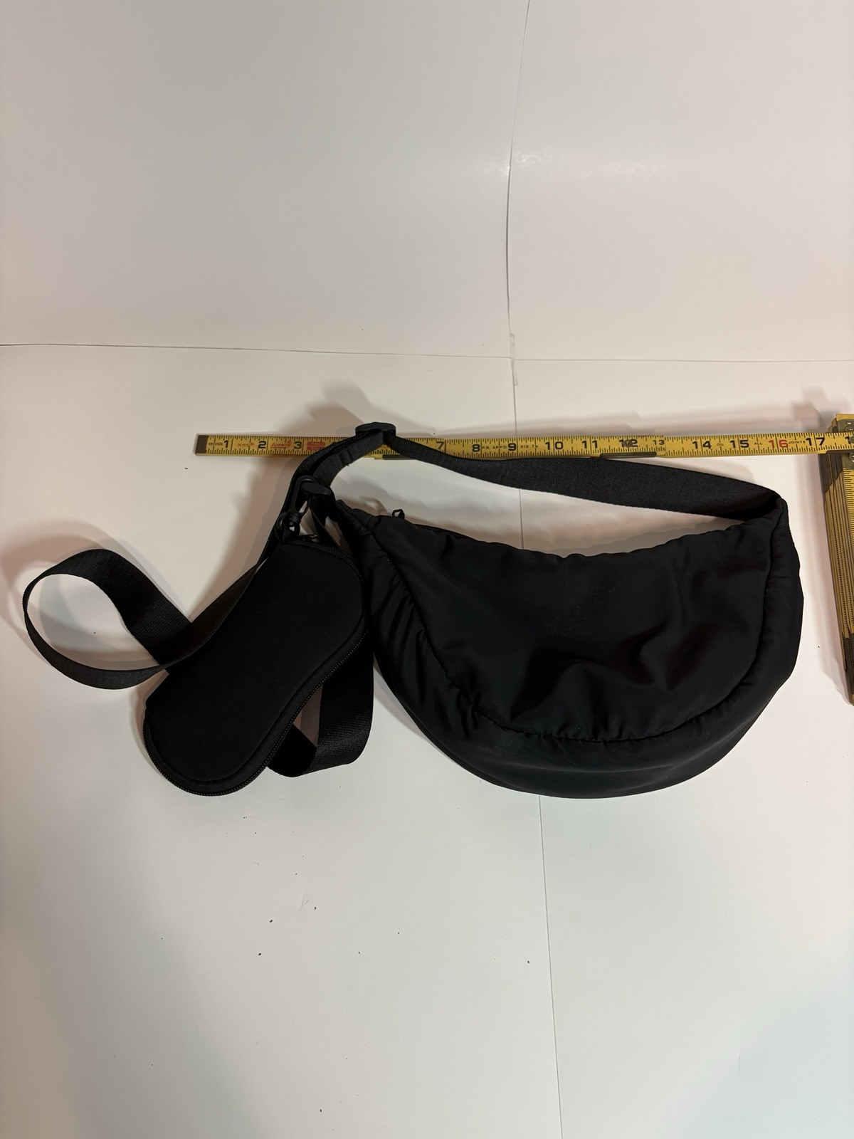 Unbranded Black Fanny Pack With Eyeglass/Sunglass Holder Puffy Soft