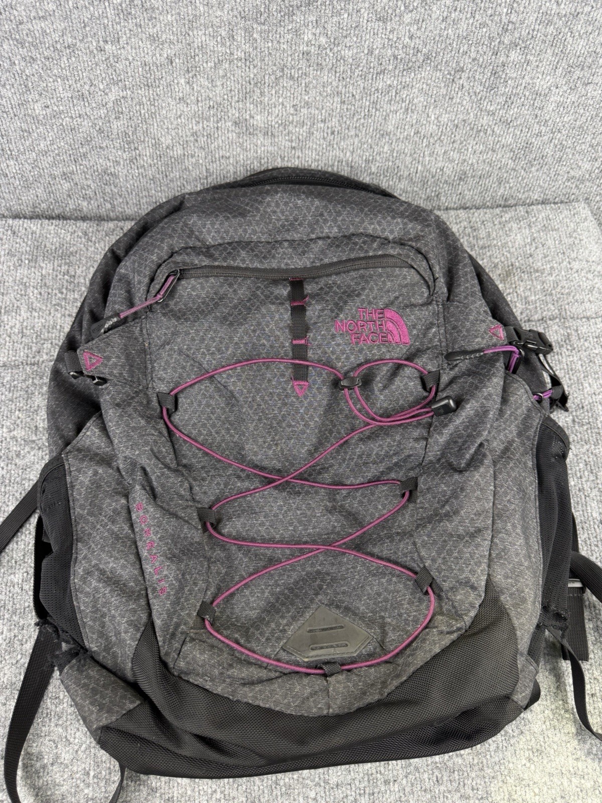The North Face Borealis Backpack Gray Purple Womens School Laptop Bag Preowned
