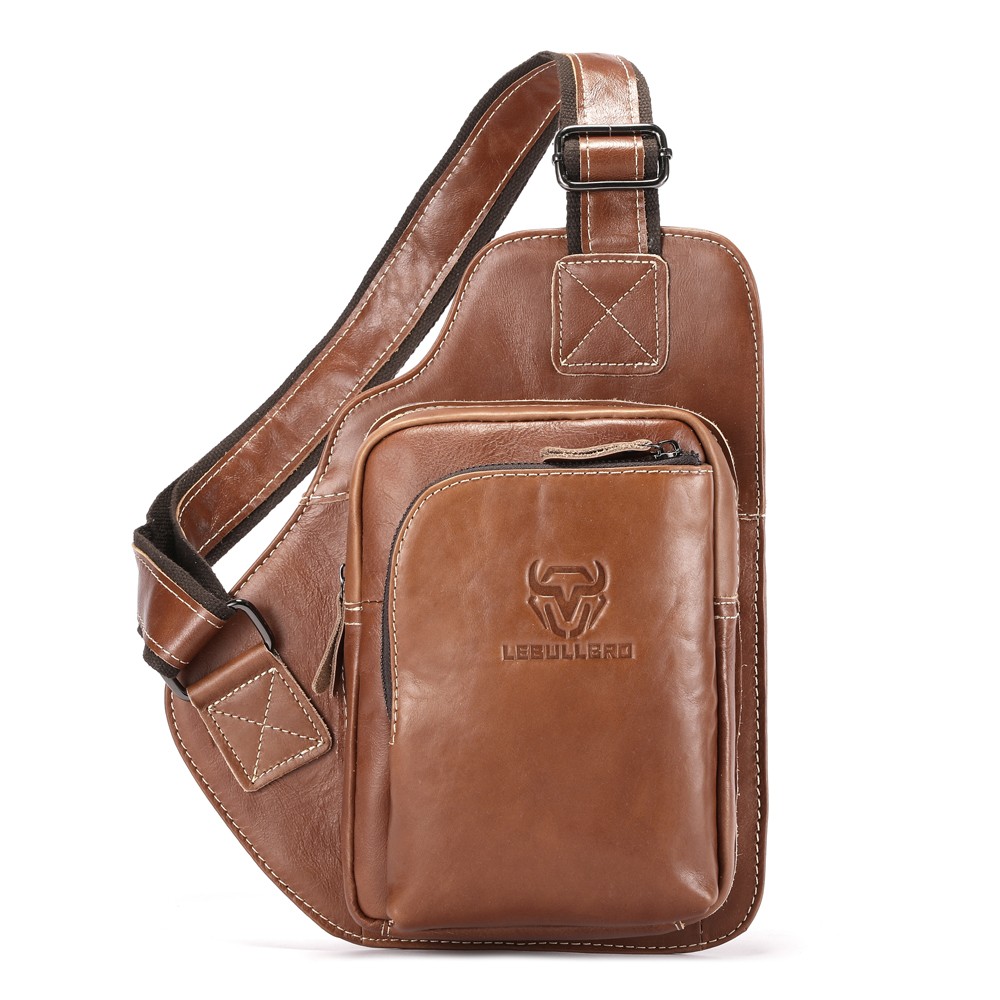 Men’s Shoulder Bag Sling Backpack,100% Genuine Leather Chest bag Crossbody Bag G
