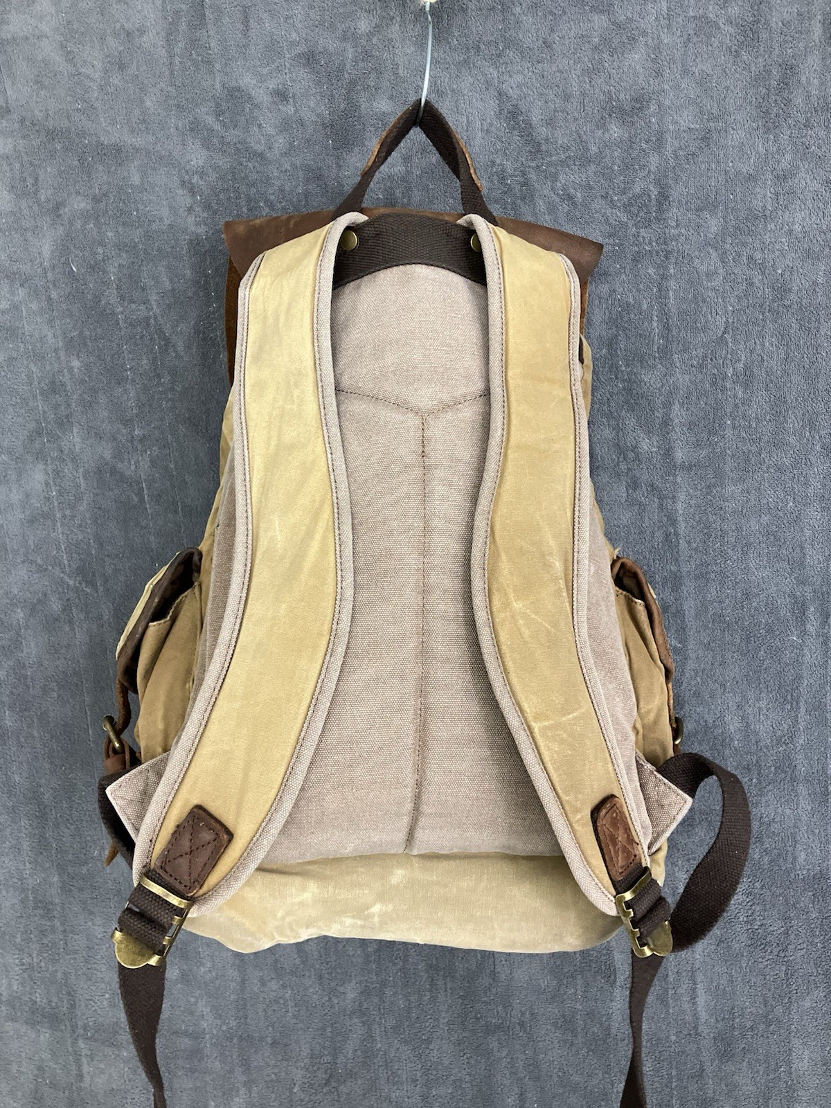 Canvas Leather Back Pack Utility Streetwear Commuter Laptop Brown Tan 14” ISSUES