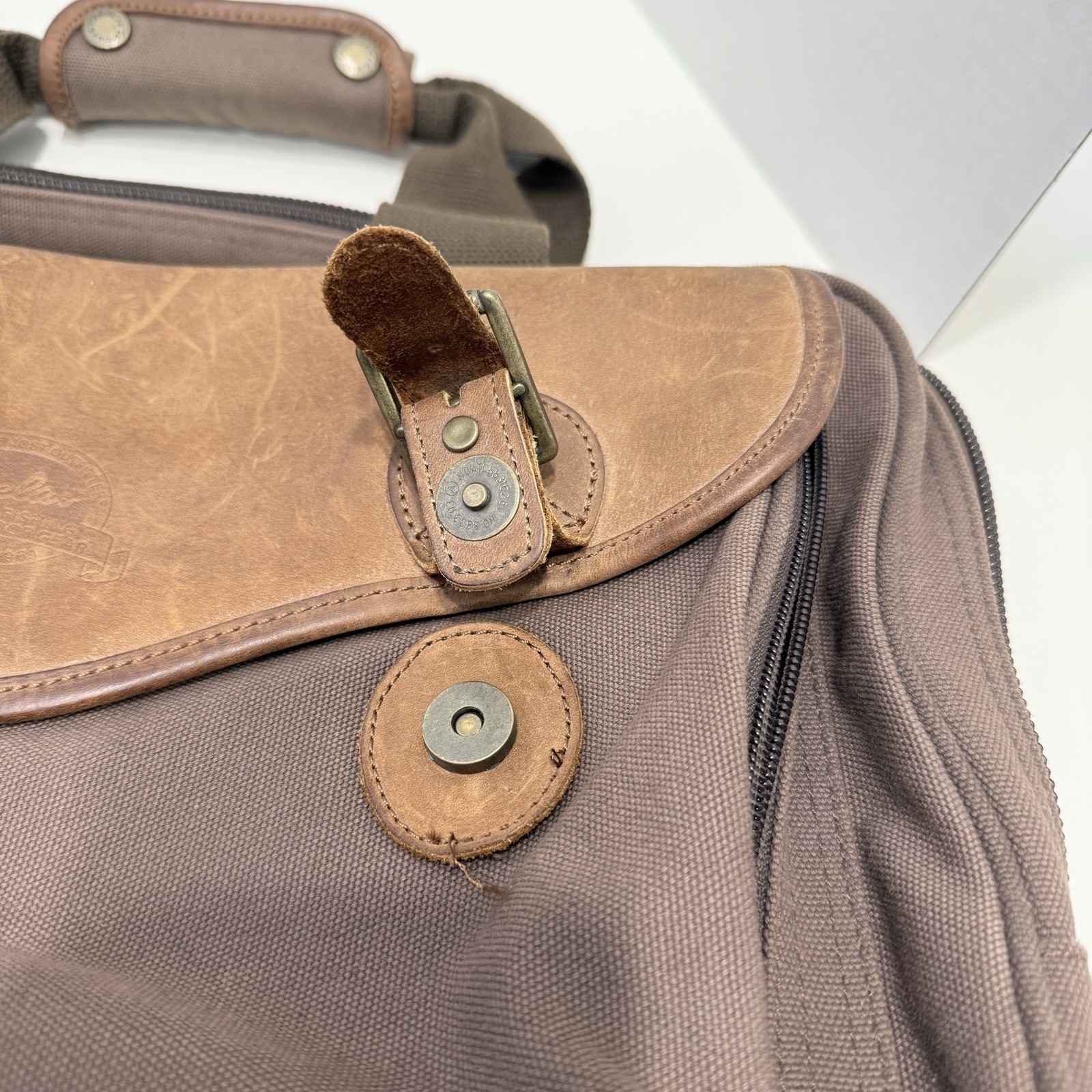Cabelas Canvas & Leather Brown Messenger Laptop Briefcase Duffle Bag Travel Work