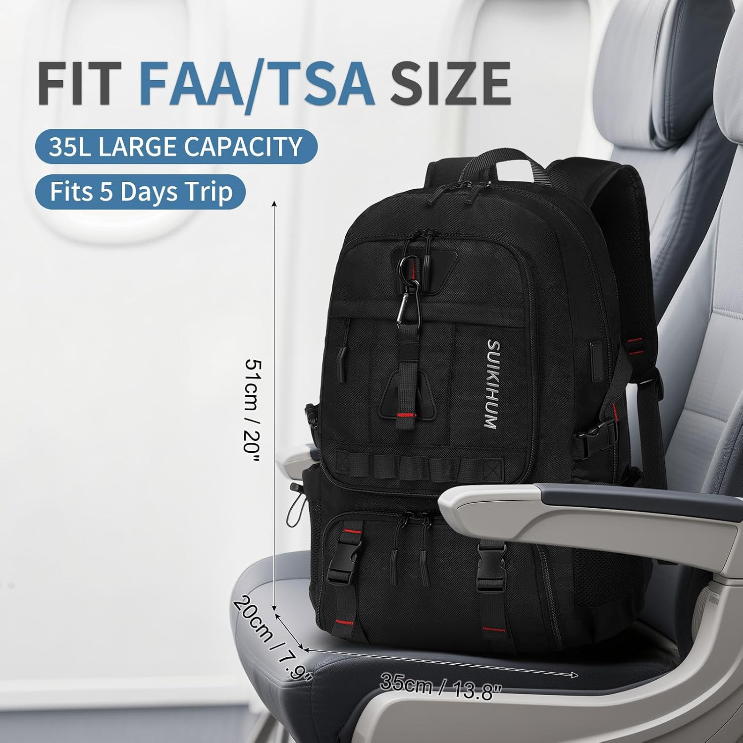 Travel Backpack 35L TSA Approved Carry on Backpack with Shoe Compartment & Wet/D